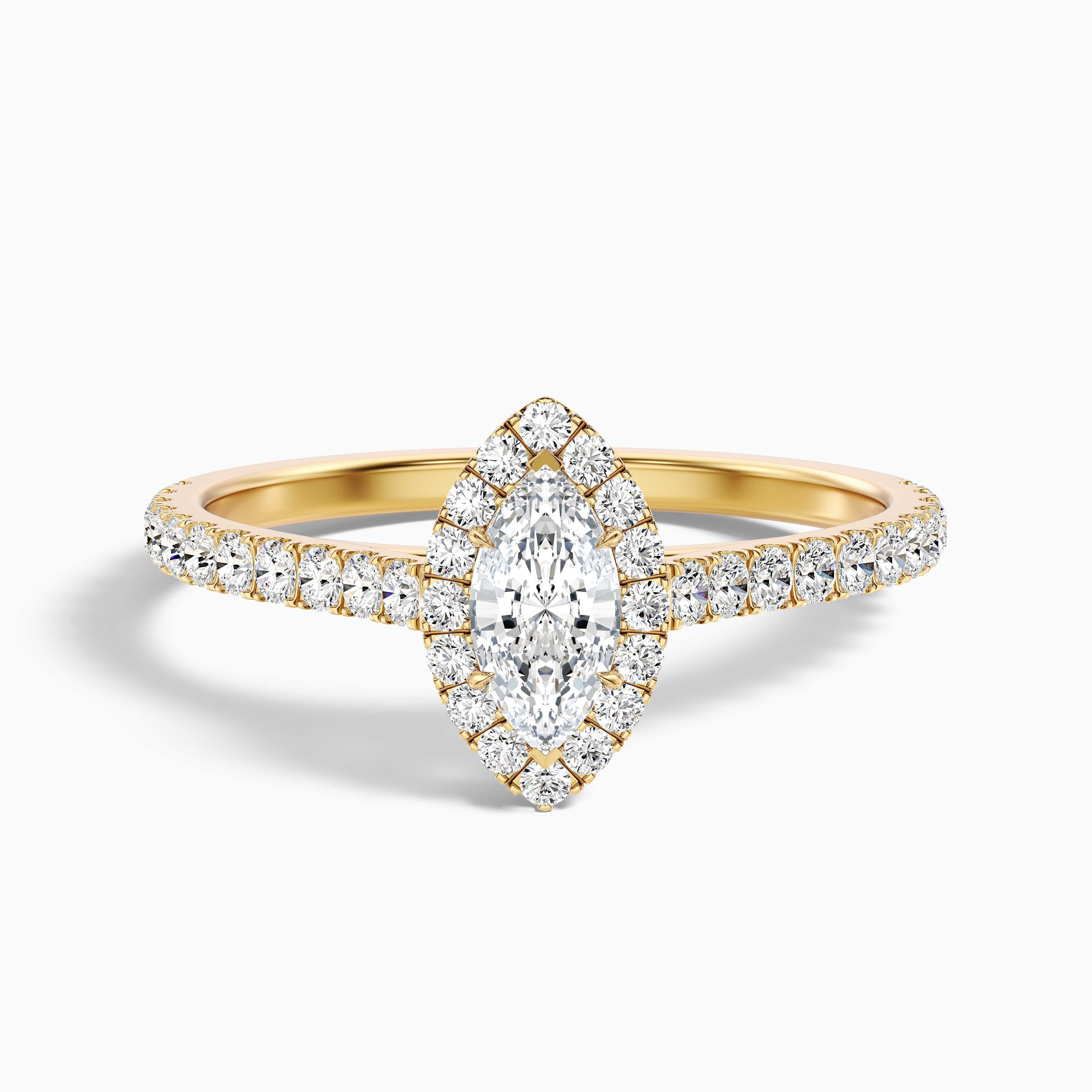 Alexa 3 Carat Marquise Halo Pave Lab Grown Diamond Ring in 18k Rose Gold