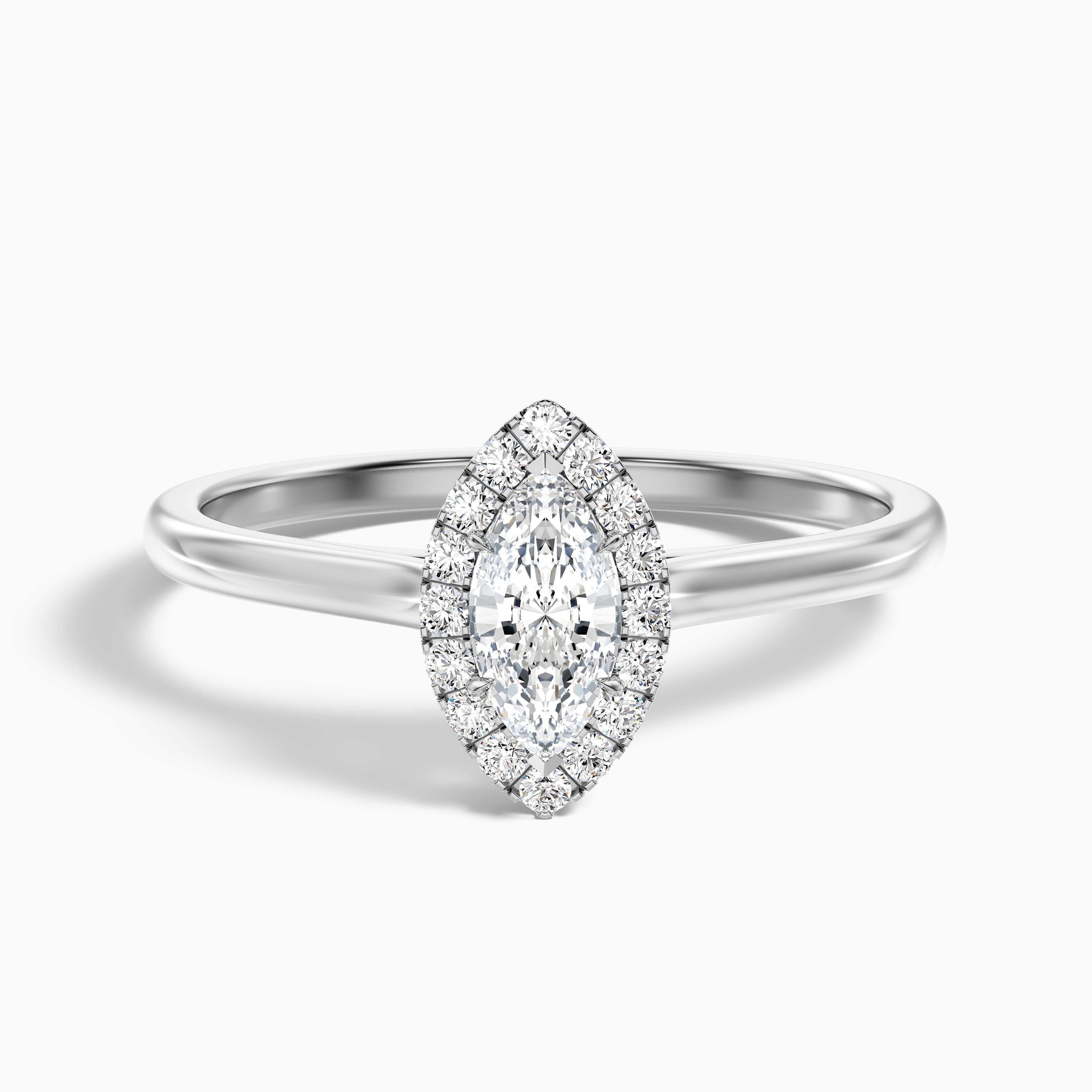 Lena 2.5 Carat Marquise Halo Moissanite Engagement Ring in 10k Yellow Gold