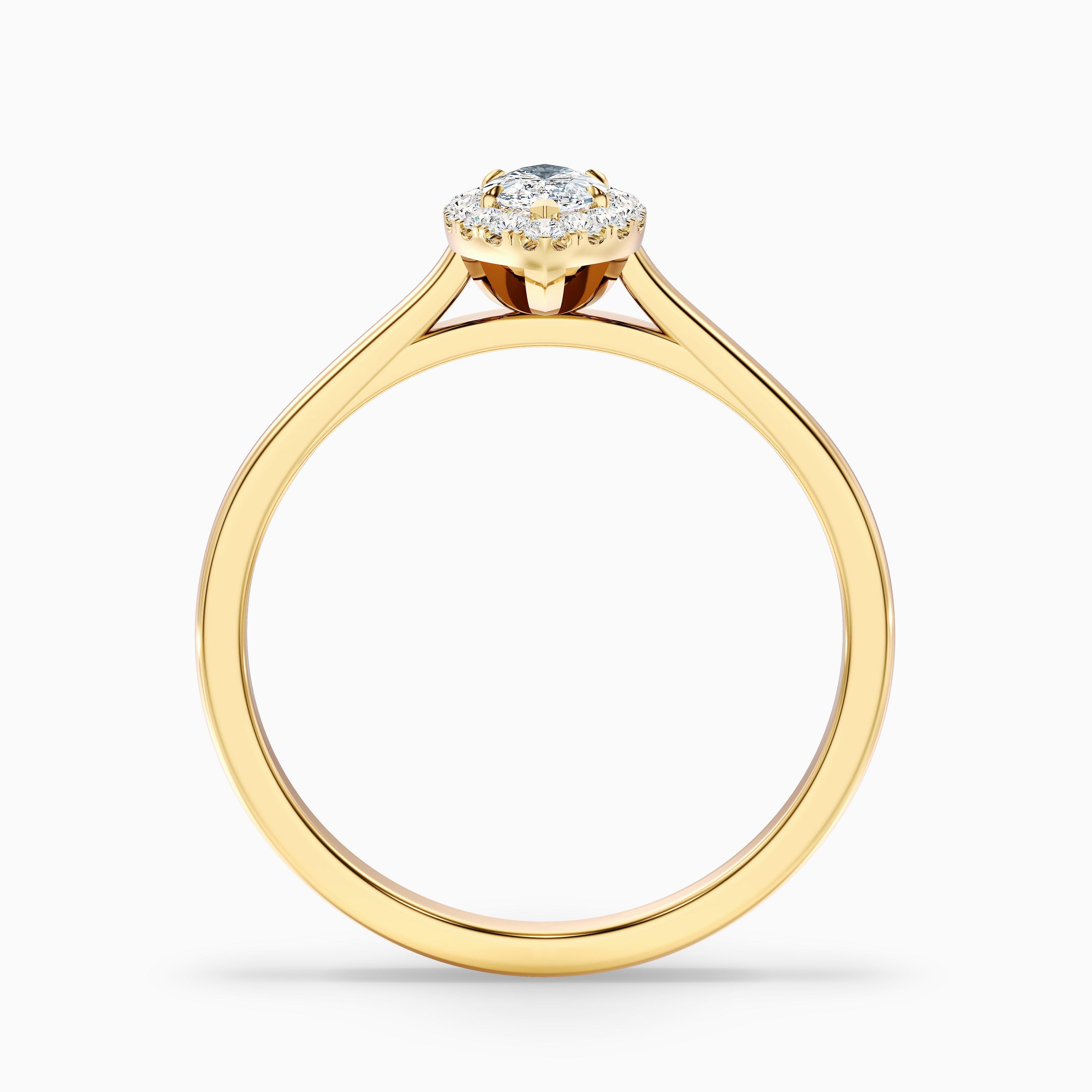 Lena 3 Carat Marquise Halo Moissanite Engagement Ring in 18k Yellow Gold
