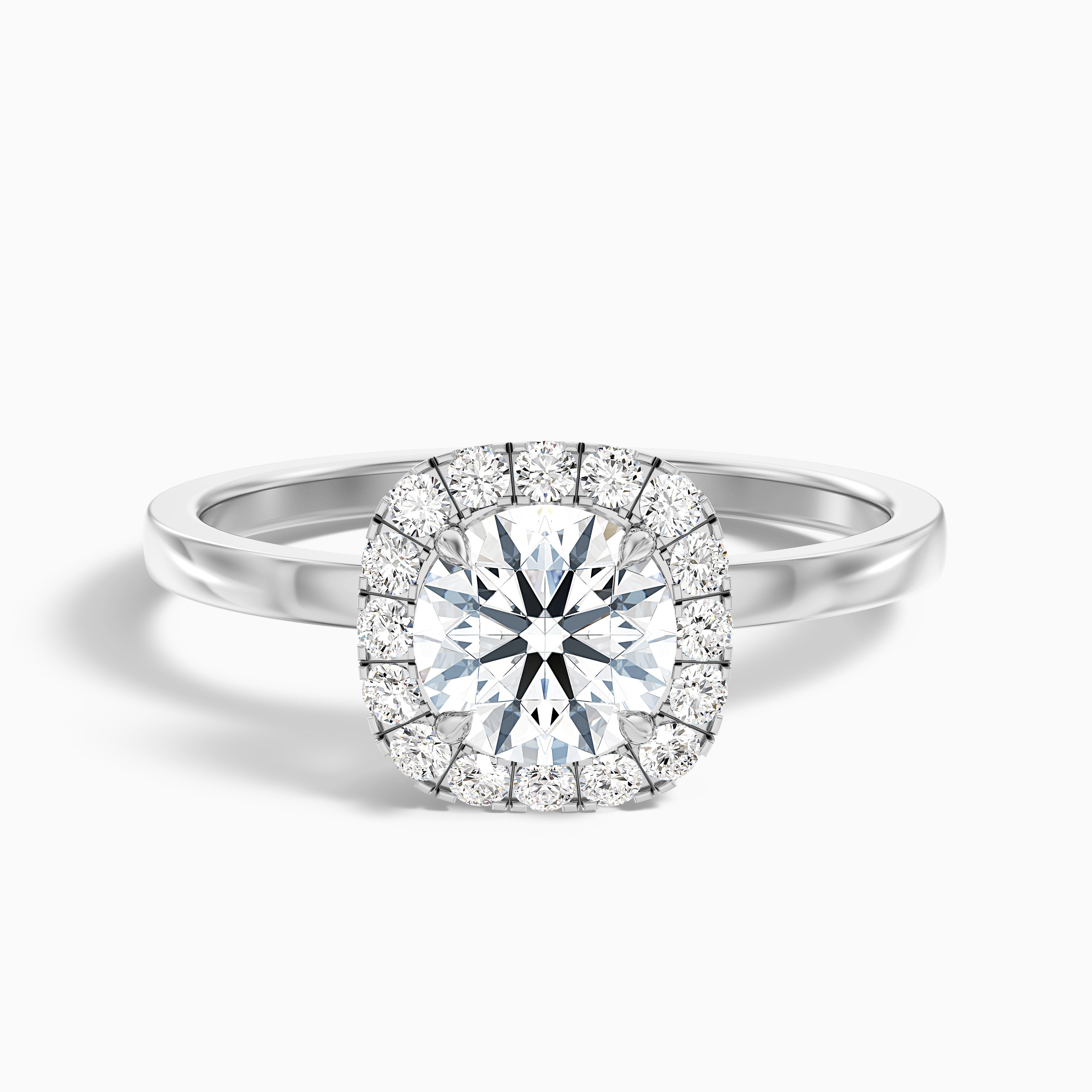 Anya 2.5 Carat Round Cut Halo Moissanite Engagement Ring in Platinum