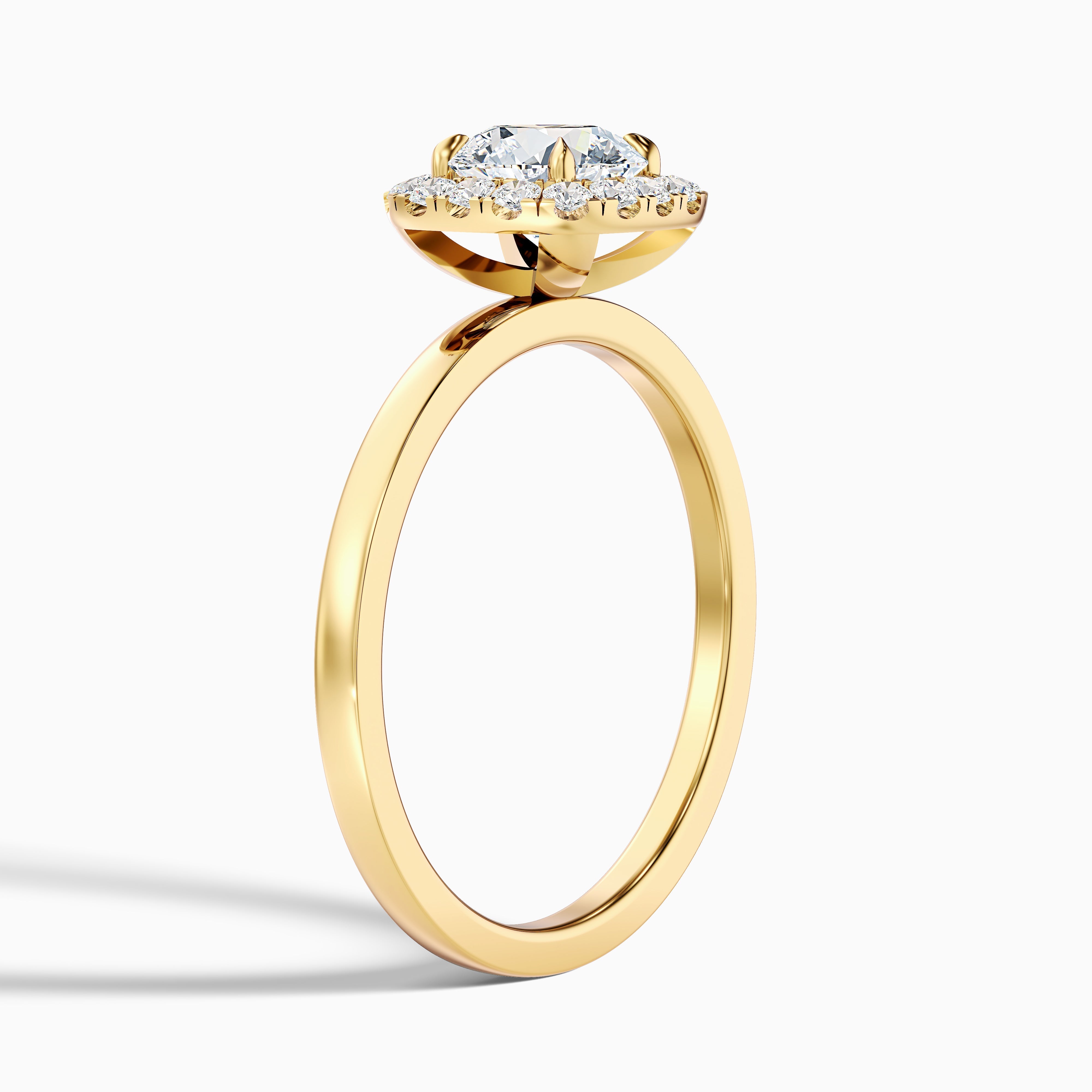 Anya 4 Carat Round Cut Halo Moissanite Engagement Ring in 18k Yellow Gold