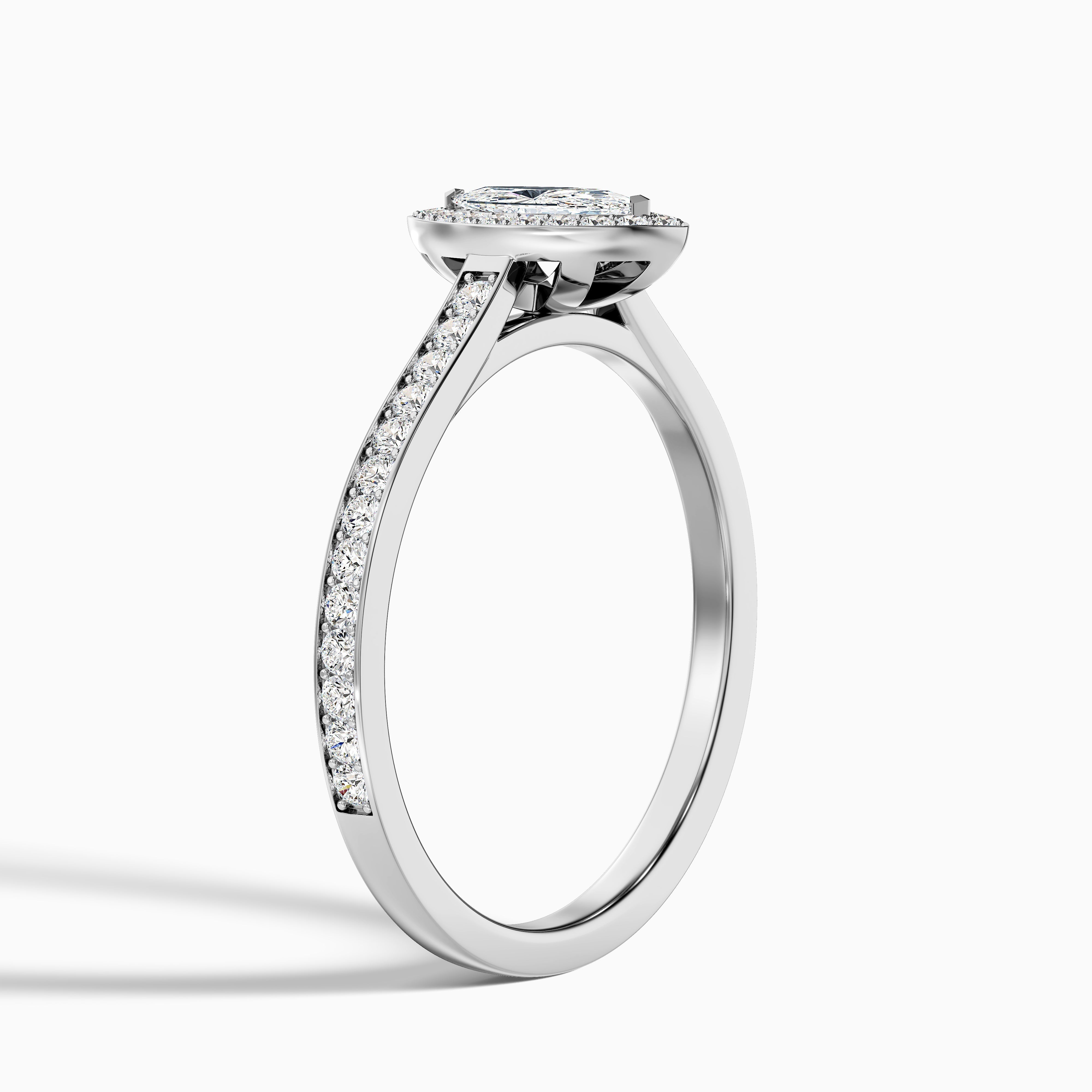 Ila 5.5 Carat Marquise Halo Pave Moissanite Engagement Ring in 18k Yellow Gold