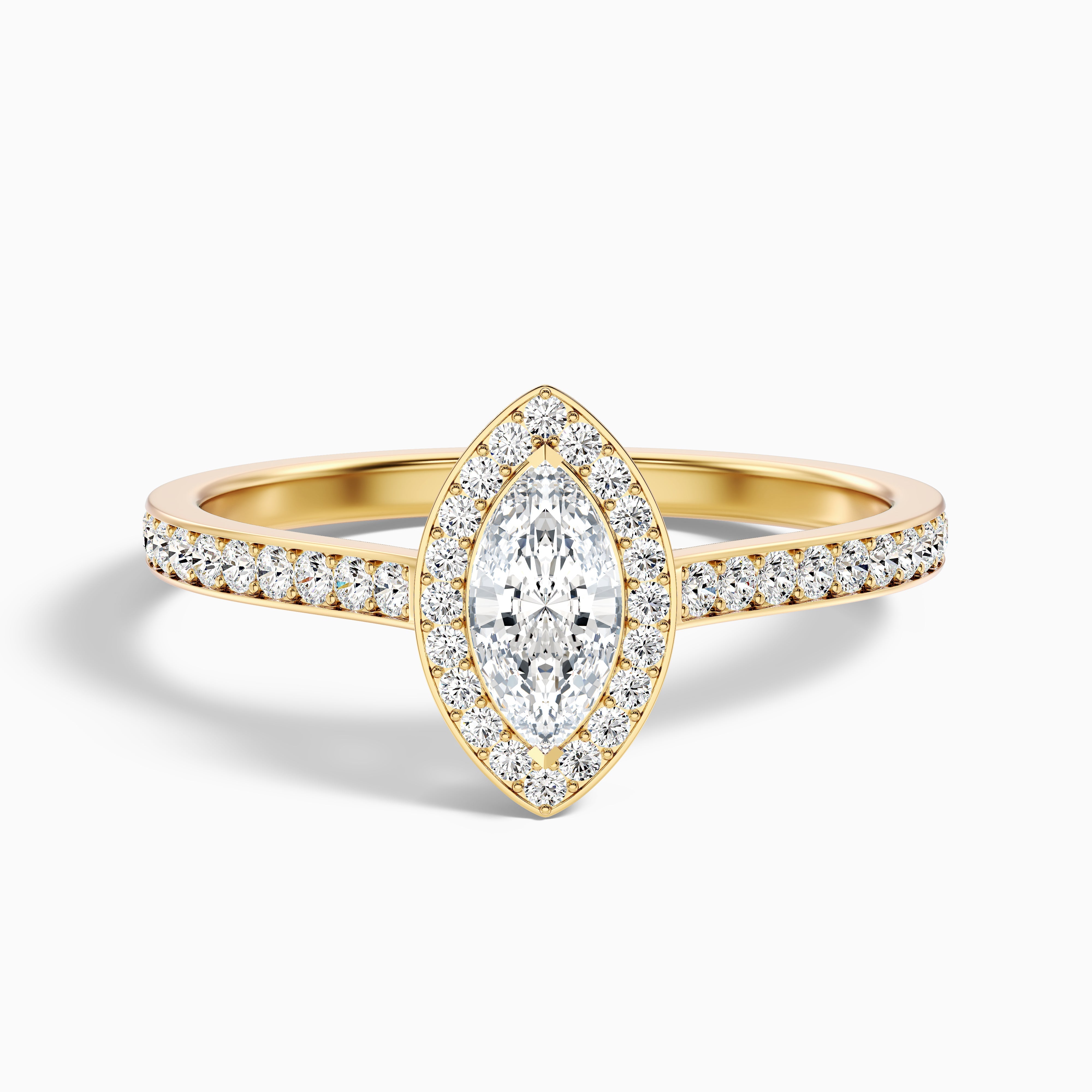 Lara 4 Carat Marquise Halo Pave Lab Grown Diamond Ring in 10k White Gold
