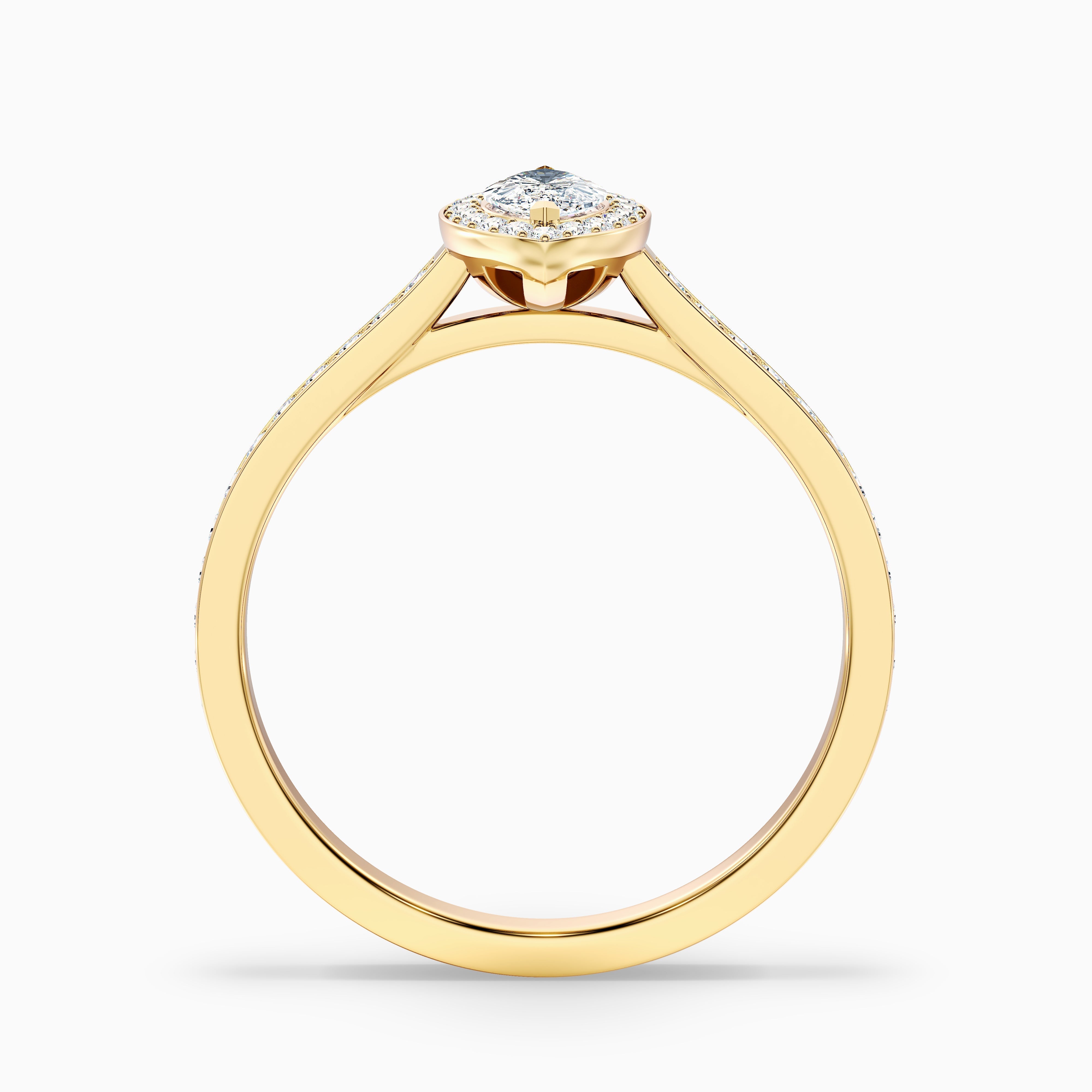 Ila 5.5 Carat Marquise Halo Pave Moissanite Engagement Ring in 14k Yellow Gold