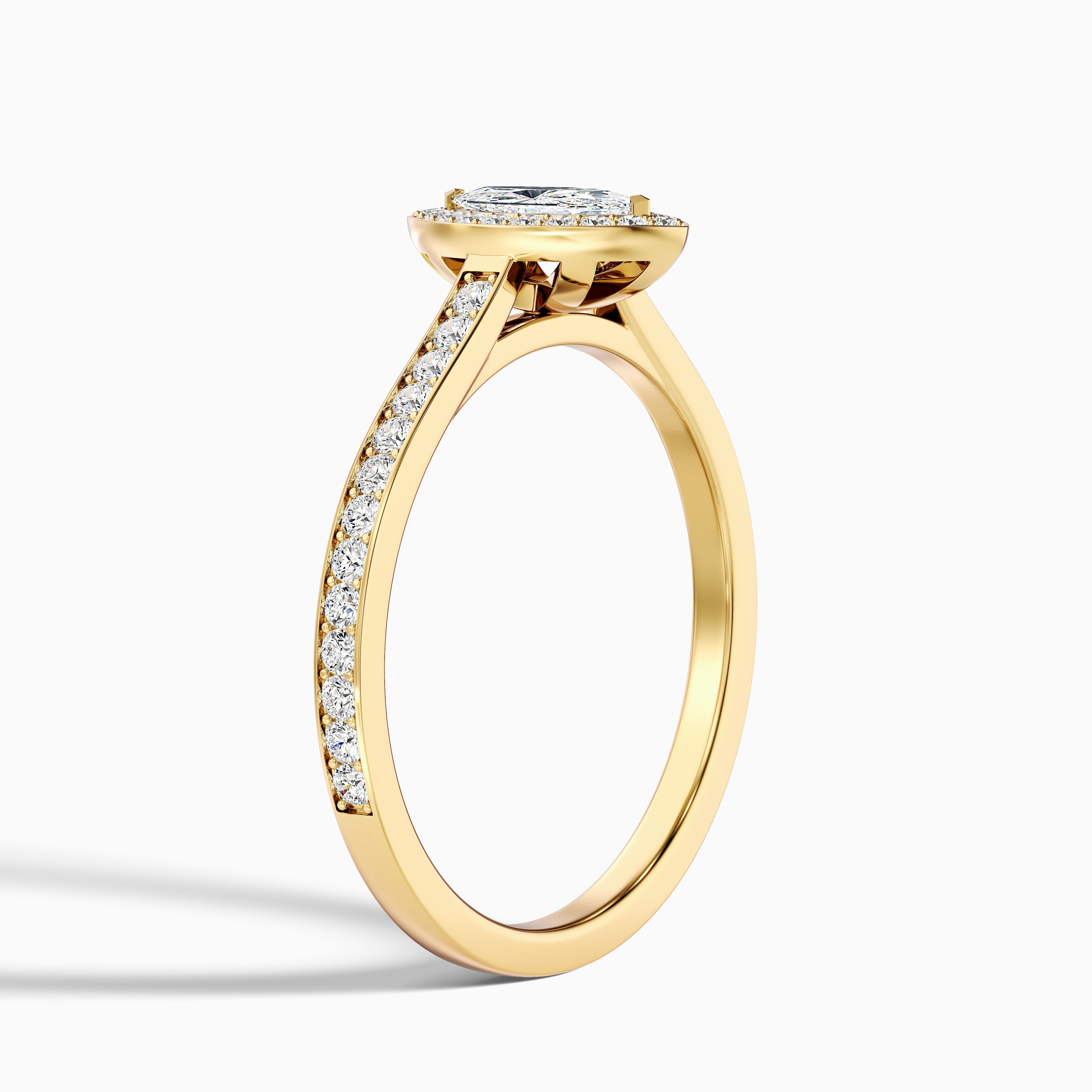Ila 2.5 Carat Marquise Halo Pave Moissanite Engagement Ring in 18k Rose Gold