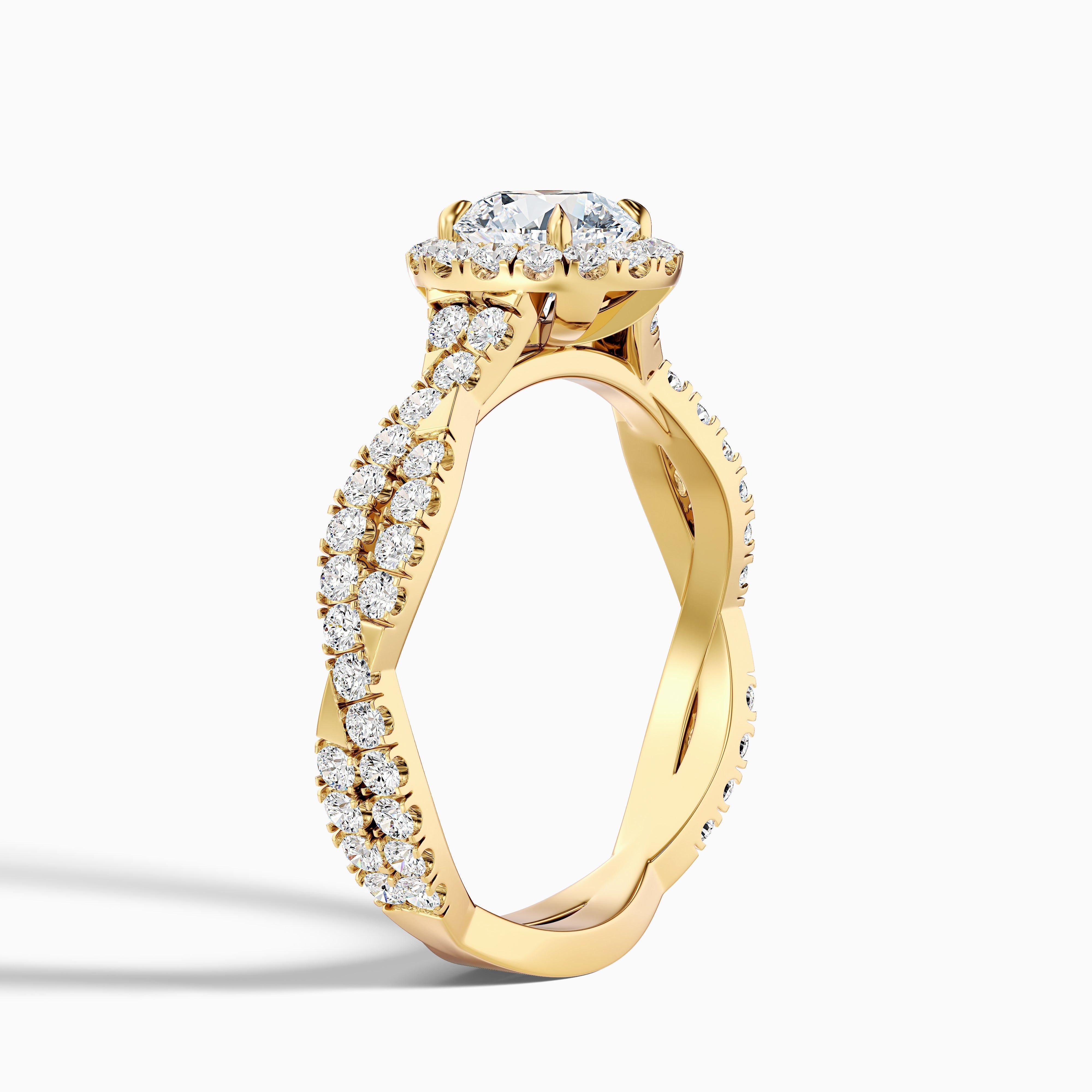Lilly 5 Carat Round Cut Halo Twisted Pave Lab Grown Diamond Ring in 10k White Gold