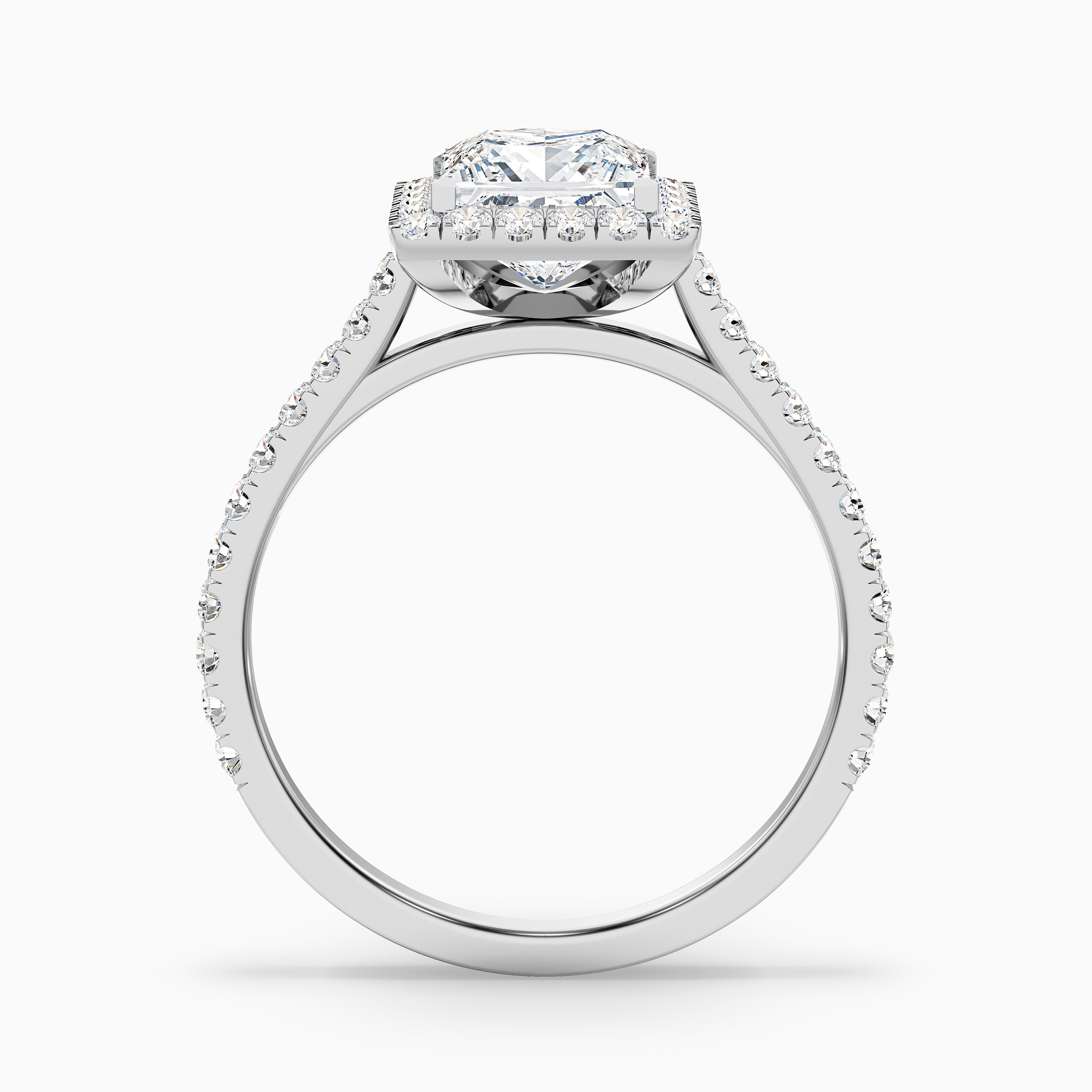 Rose 5 Carat Princess Halo Pave Moissanite Engagement Ring in 18k Rose Gold
