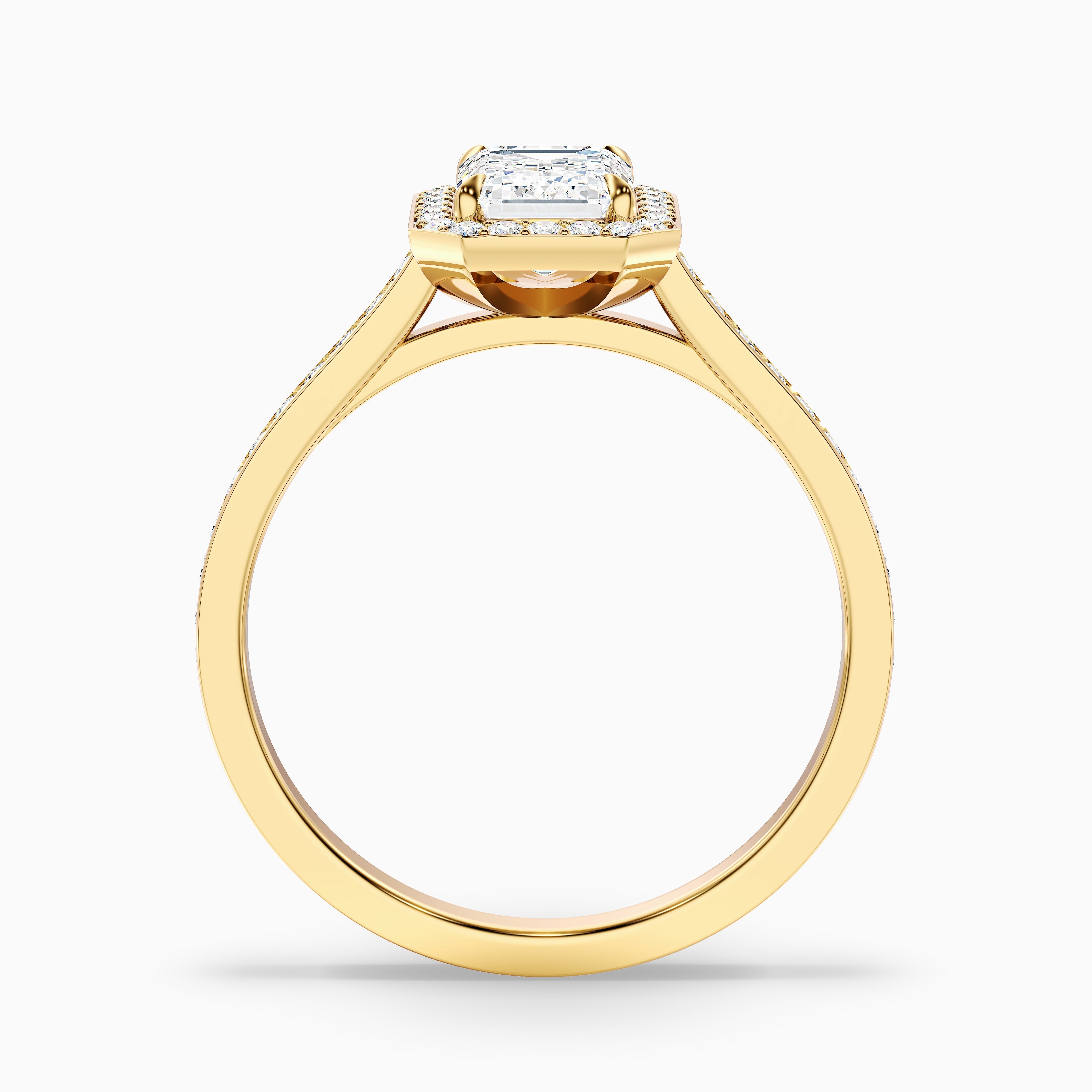 Lucy 5 Carat Emerald Cut Halo Pave Lab Grown Diamond Ring in 10k Rose Gold