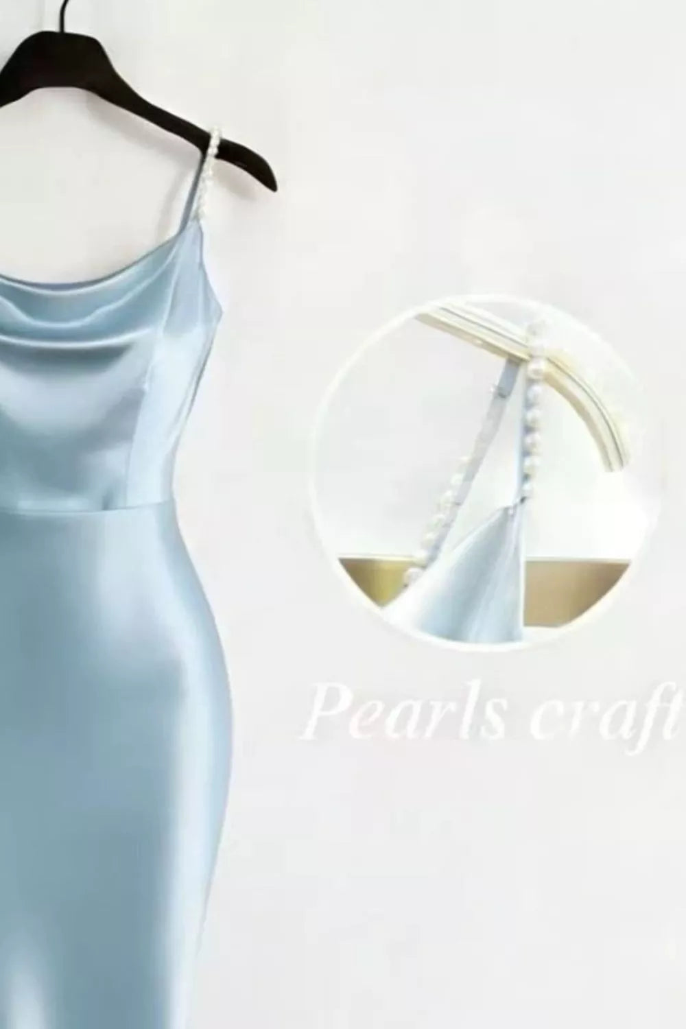 Pearl Strap Cowl Neck Satin Maxi Dress