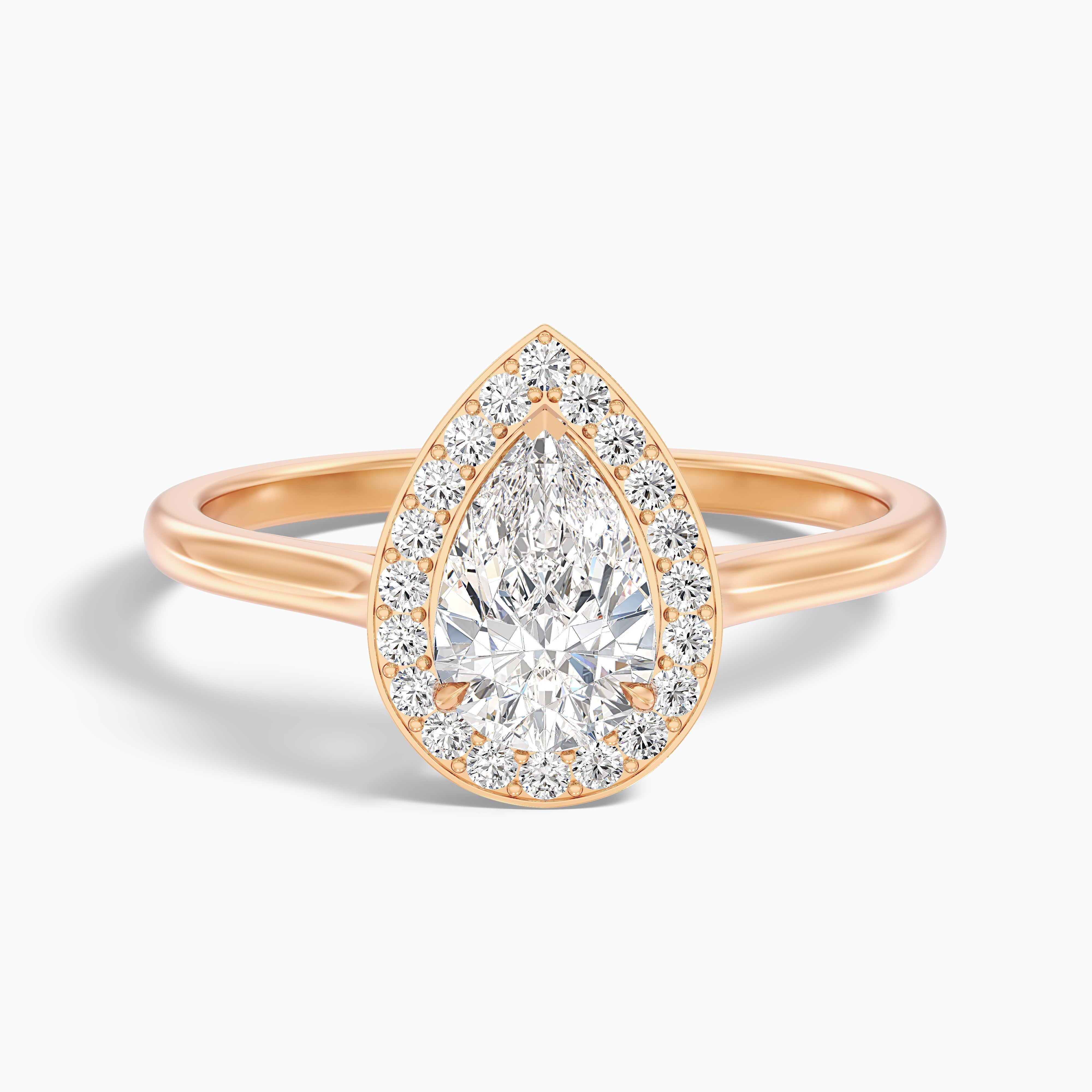 Siya 4 Carat Pear Halo Moissanite Engagement Ring in 10k Yellow Gold