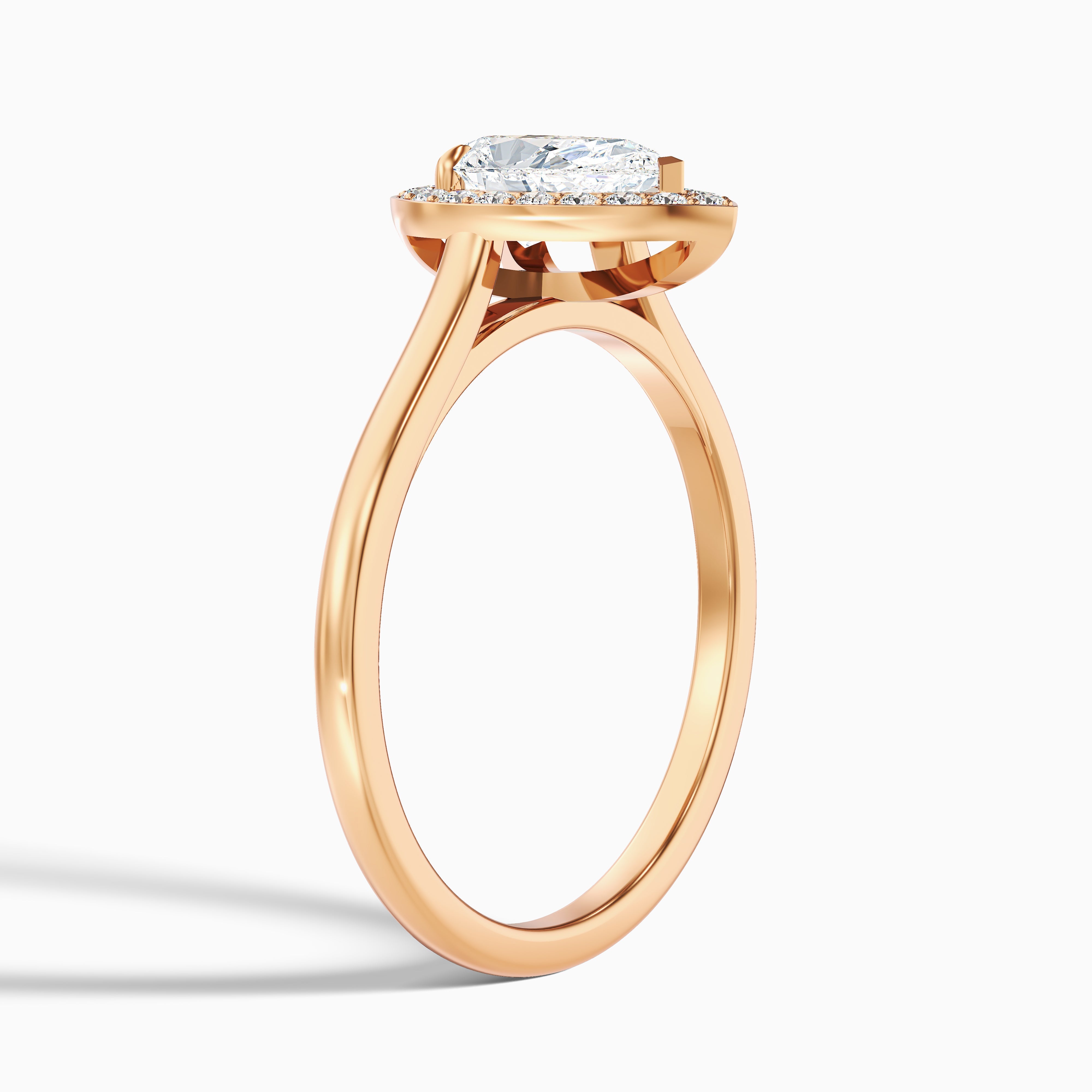 Nina 1 Carat Pear Halo Lab Grown Diamond Ring in 18k Rose Gold