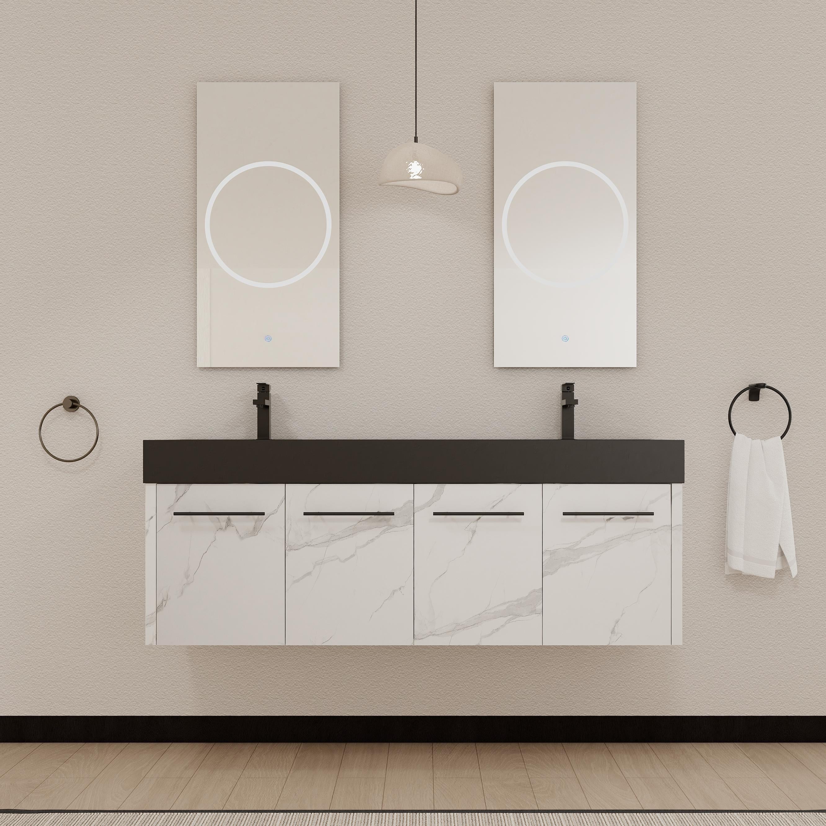 60 Inch Wall-Mounted Bathroom Vanity with Sink