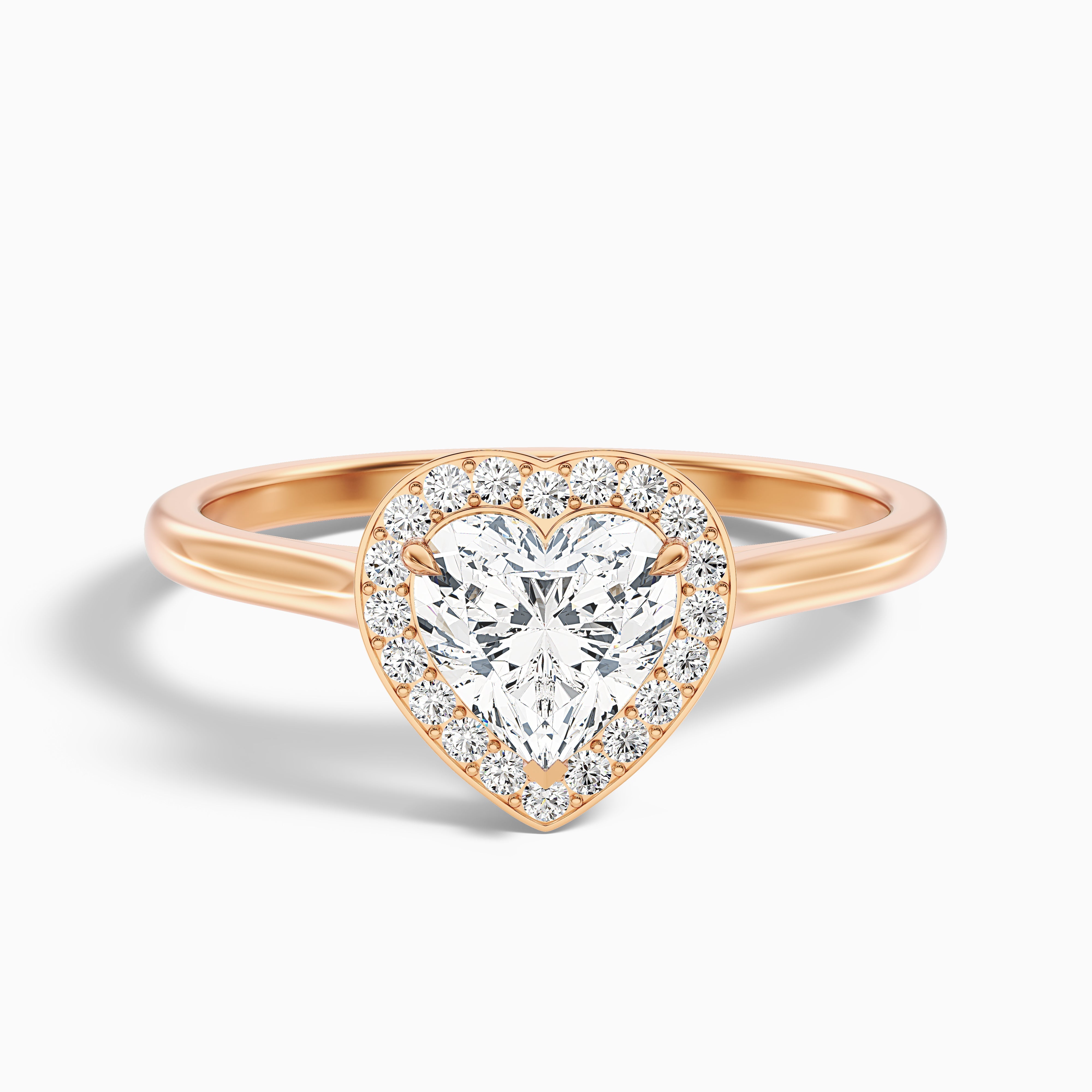 Ruby 3.5 Carat Heart Halo Lab Grown Diamond Ring in 14k Yellow Gold