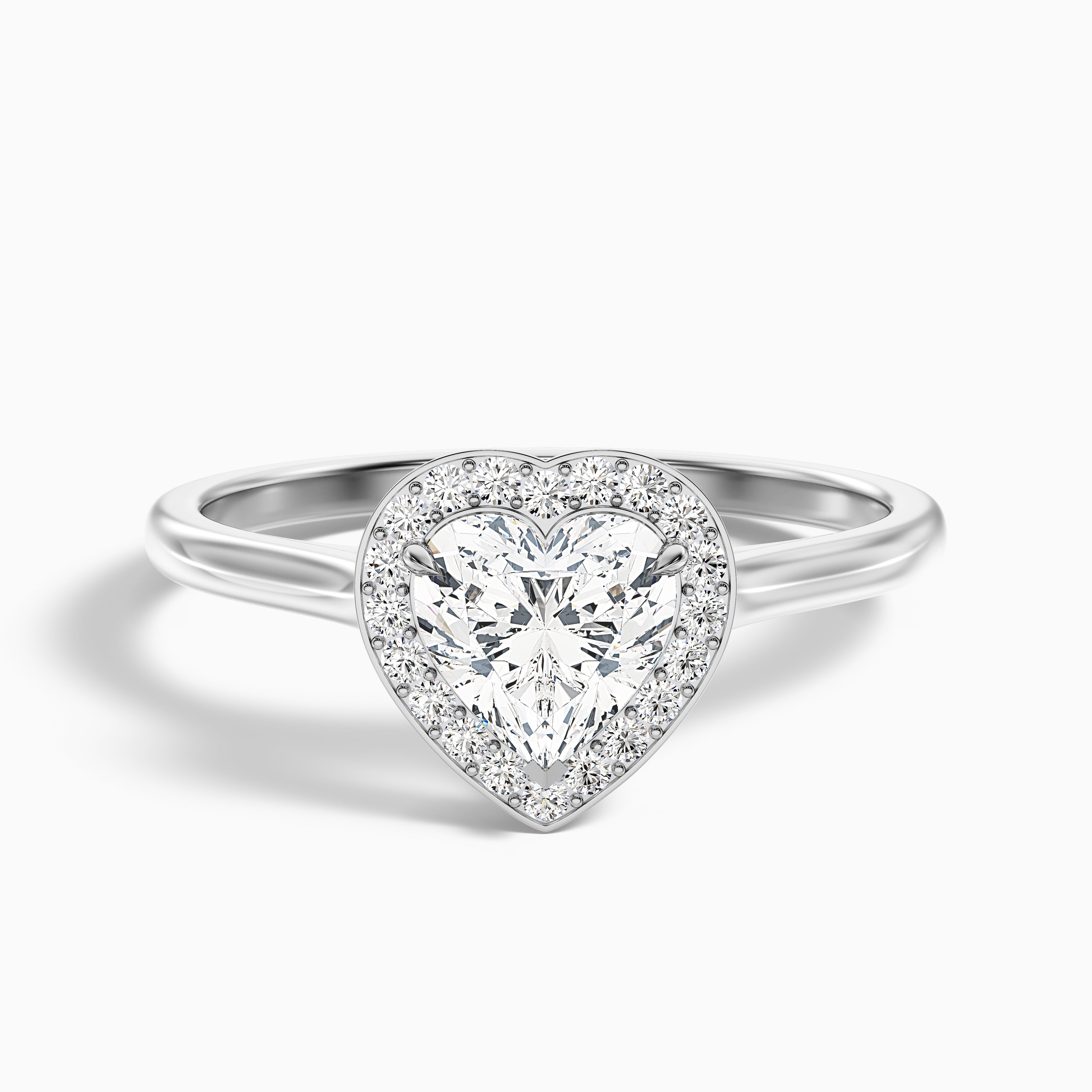 Nyla 1 Carat Heart Halo Moissanite Engagement Ring in 18k White Gold