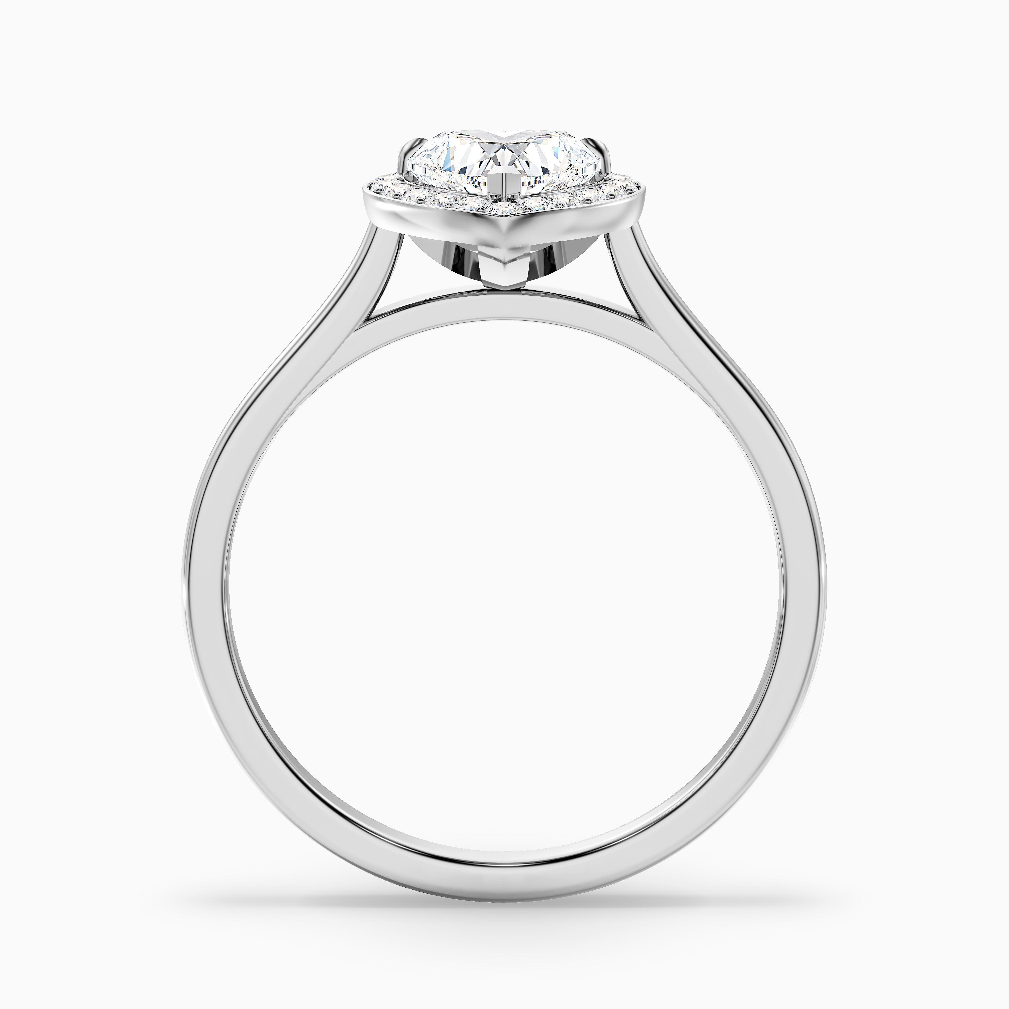Ruby 1 Carat Heart Halo Lab Grown Diamond Ring in Platinum