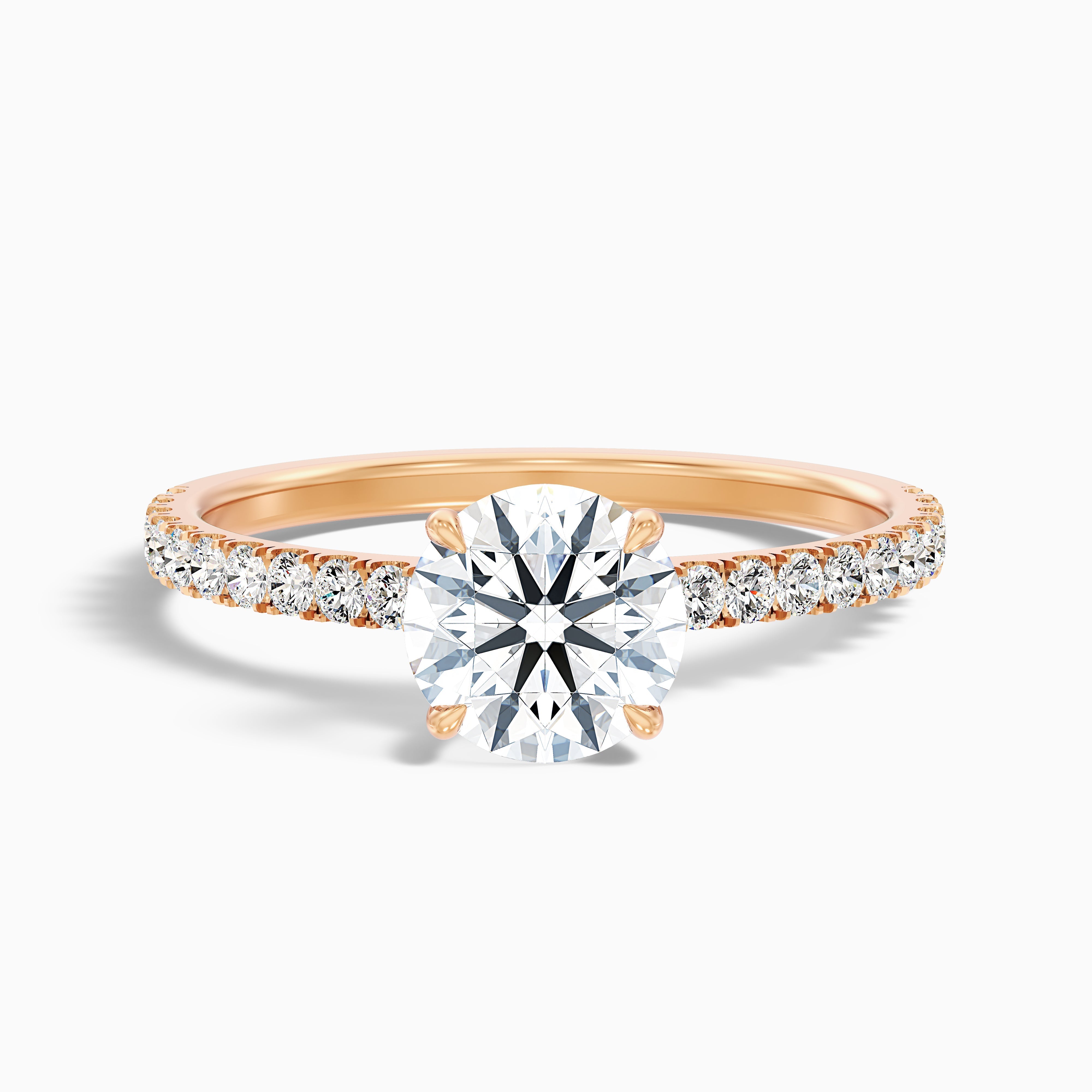 Zola 3.5 Carat Round Side Stone Pave Moissanite Engagement Ring in Platinum