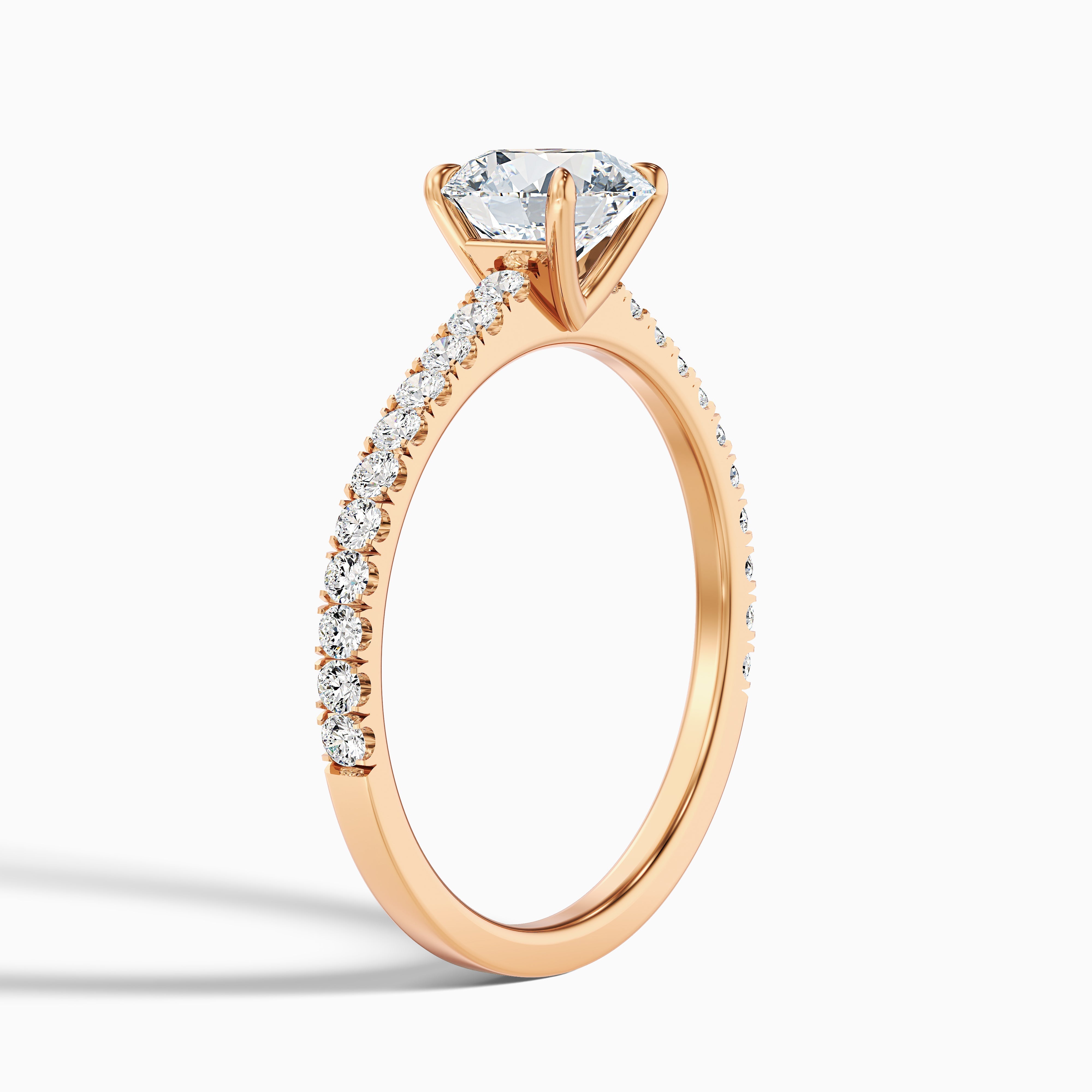 Sarah 1 Carat Round Side Stone Pave Lab Grown Diamond Ring in 14k White Gold