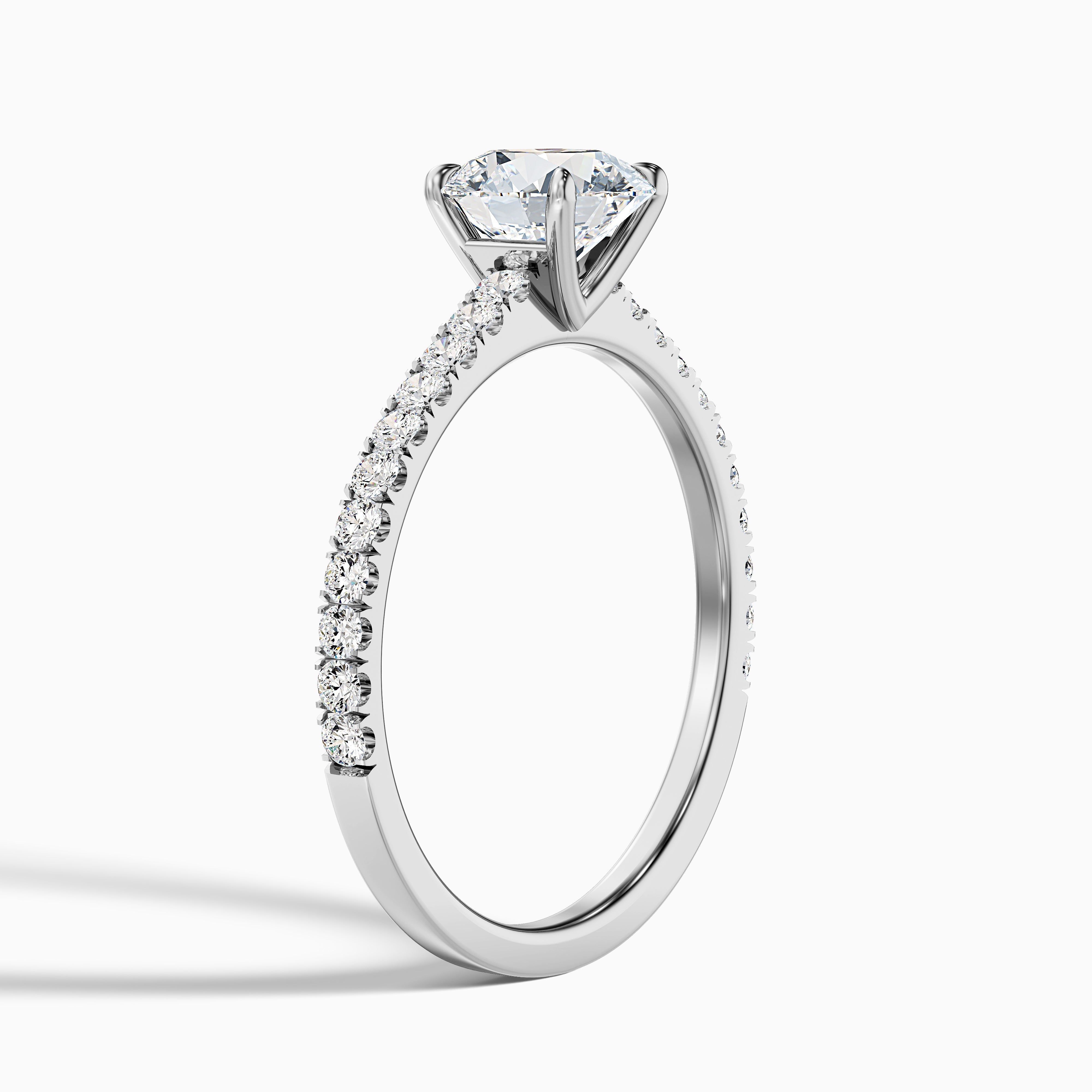 Zola 2.5 Carat Round Side Stone Pave Moissanite Engagement Ring in 10k White Gold