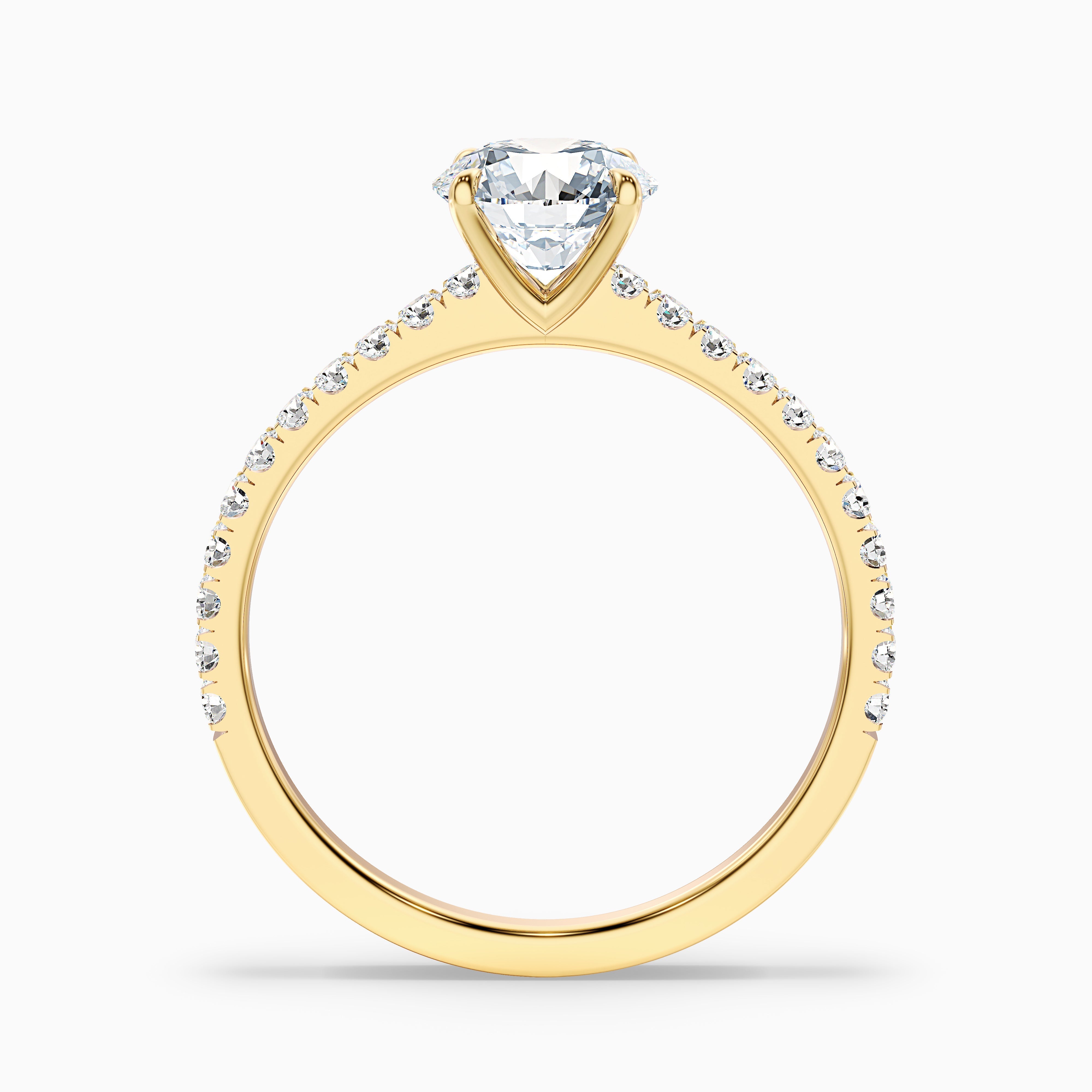 Sarah 2 Carat Round Side Stone Pave Lab Grown Diamond Ring in 14k Rose Gold