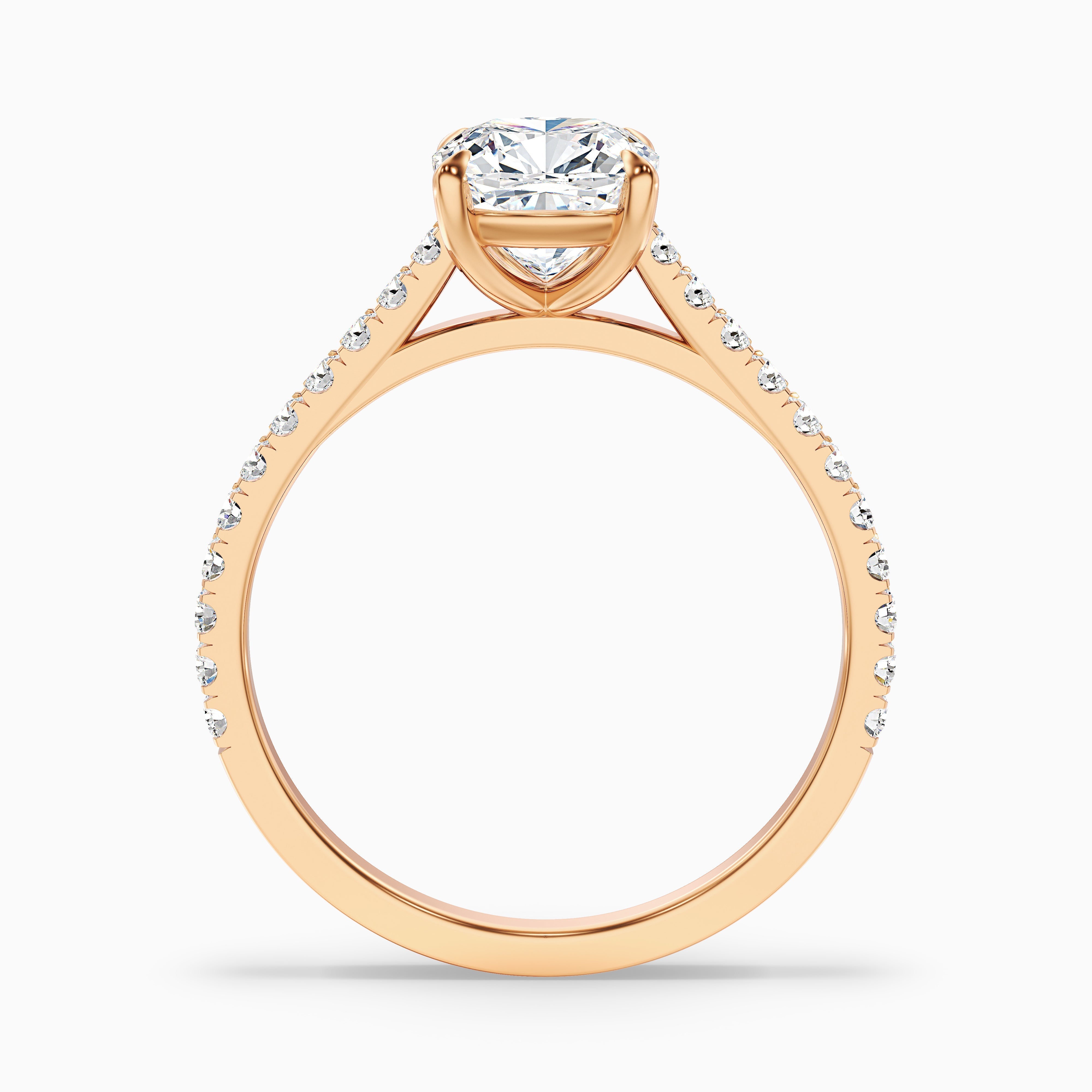 Mary 2 Carat Cushion Cut Side Stone Pave Moissanite Engagement Ring in 10k Yellow Gold