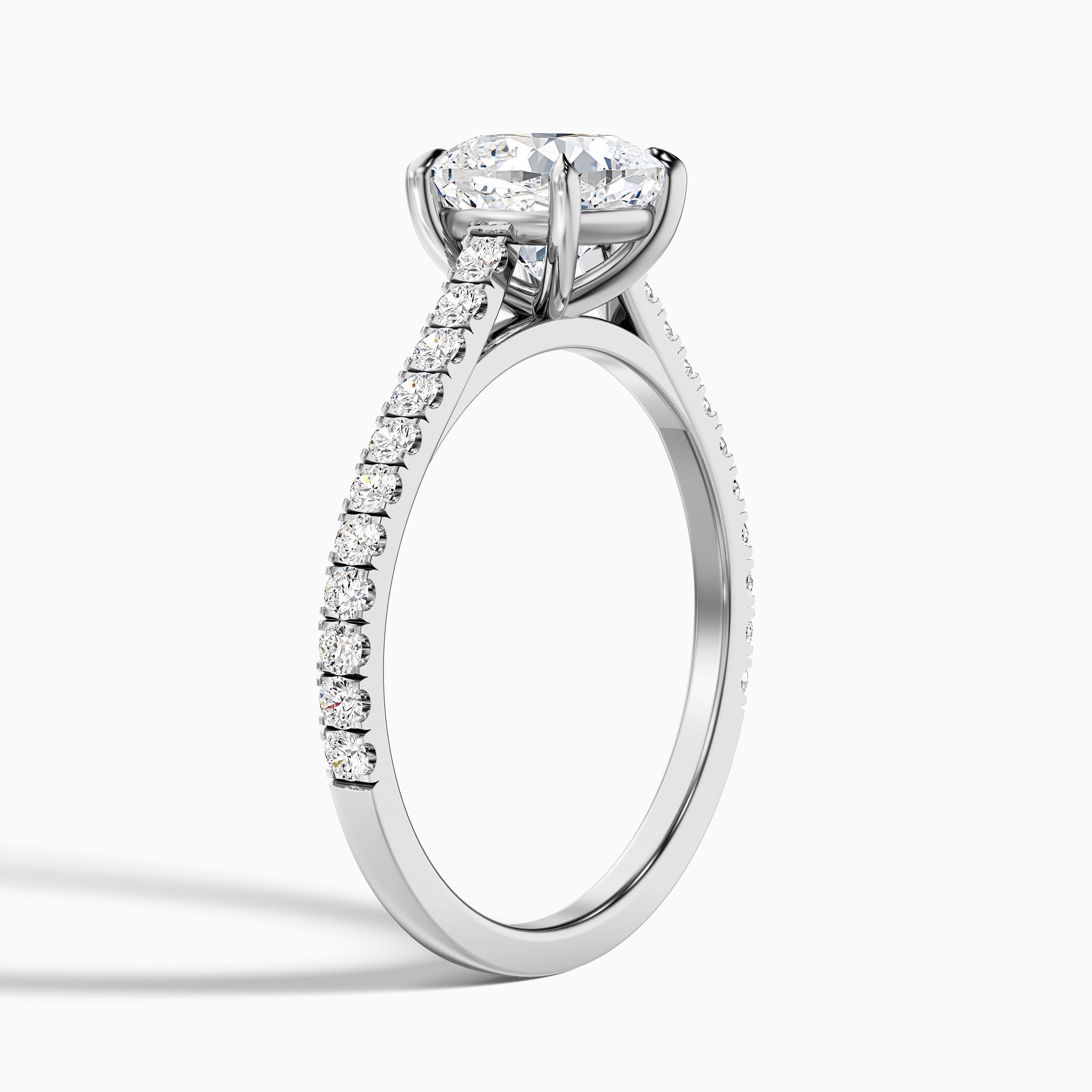 Mary 1 Carat Cushion Cut Side Stone Pave Moissanite Engagement Ring in 18k Yellow Gold