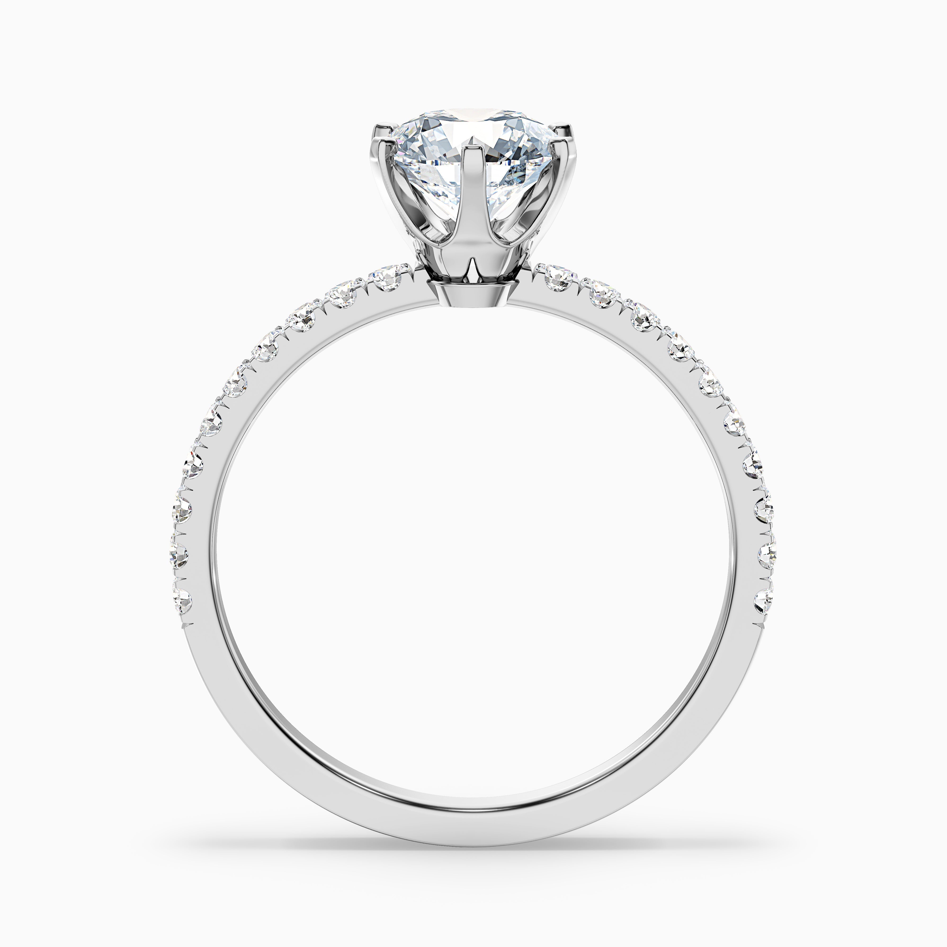 Olive 1 Carat Round Side Stone Pave Lab Grown Diamond Ring in 14k Rose Gold