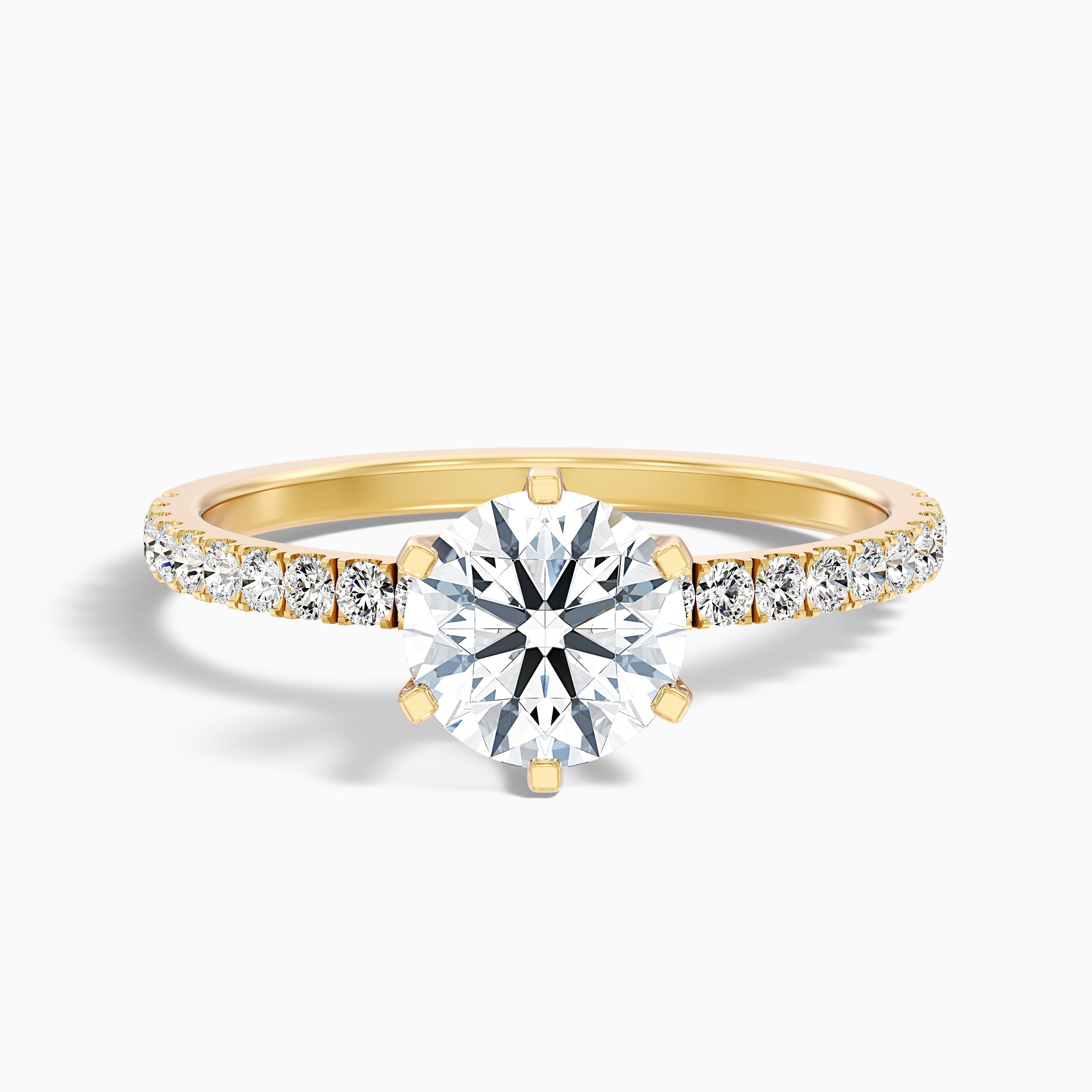 Lyra 5.5 Carat Round Side Stone Pave Moissanite Engagement Ring in 14k White Gold