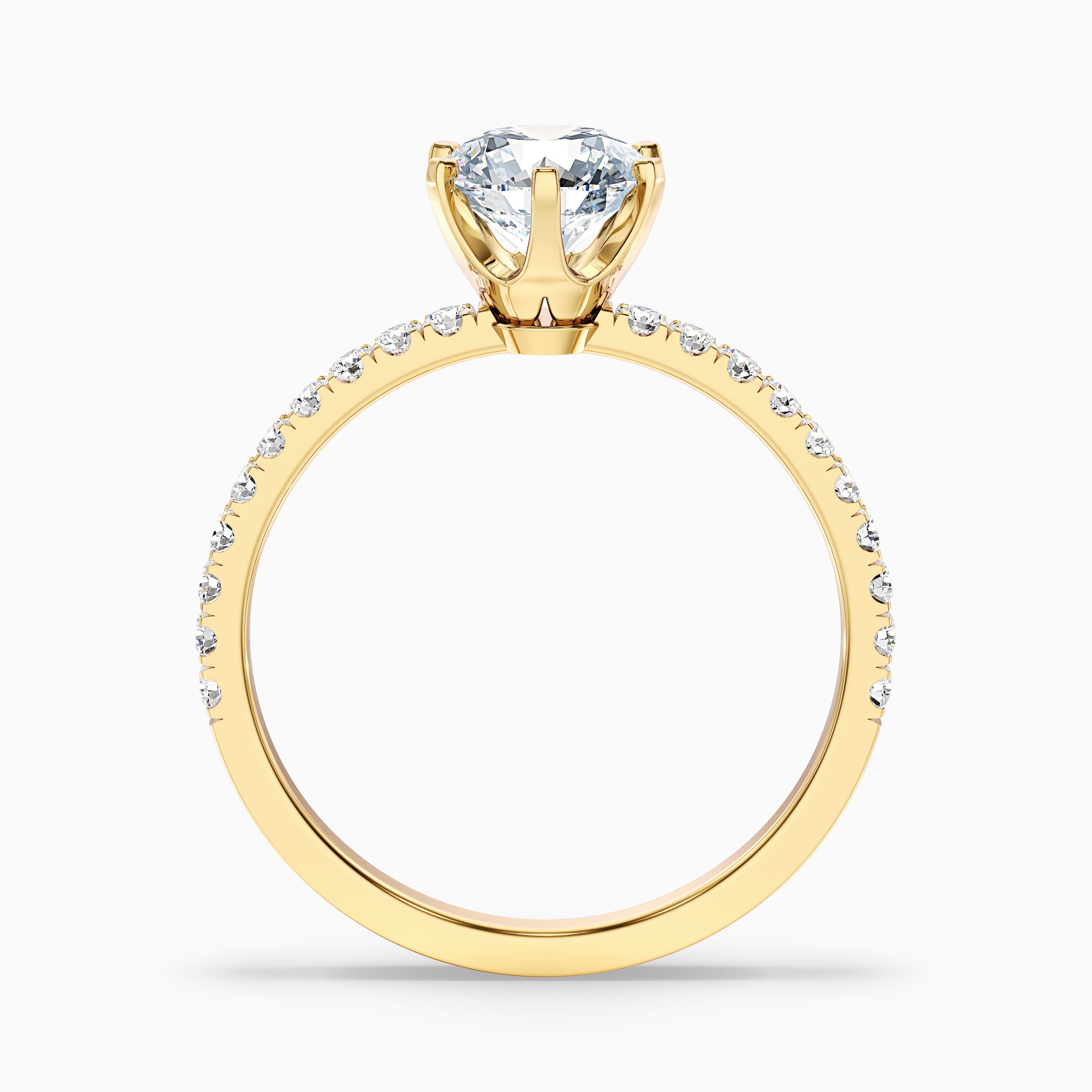 Olive 4.5 Carat Round Side Stone Pave Lab Grown Diamond Ring in 18k Rose Gold