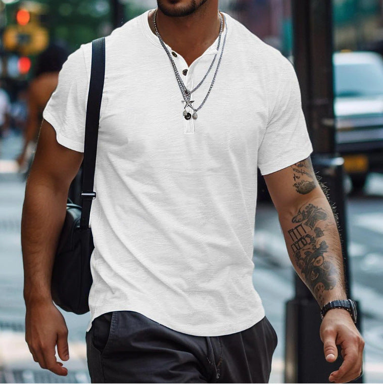 Men's Button Henley Neck Sports Polo Shirt