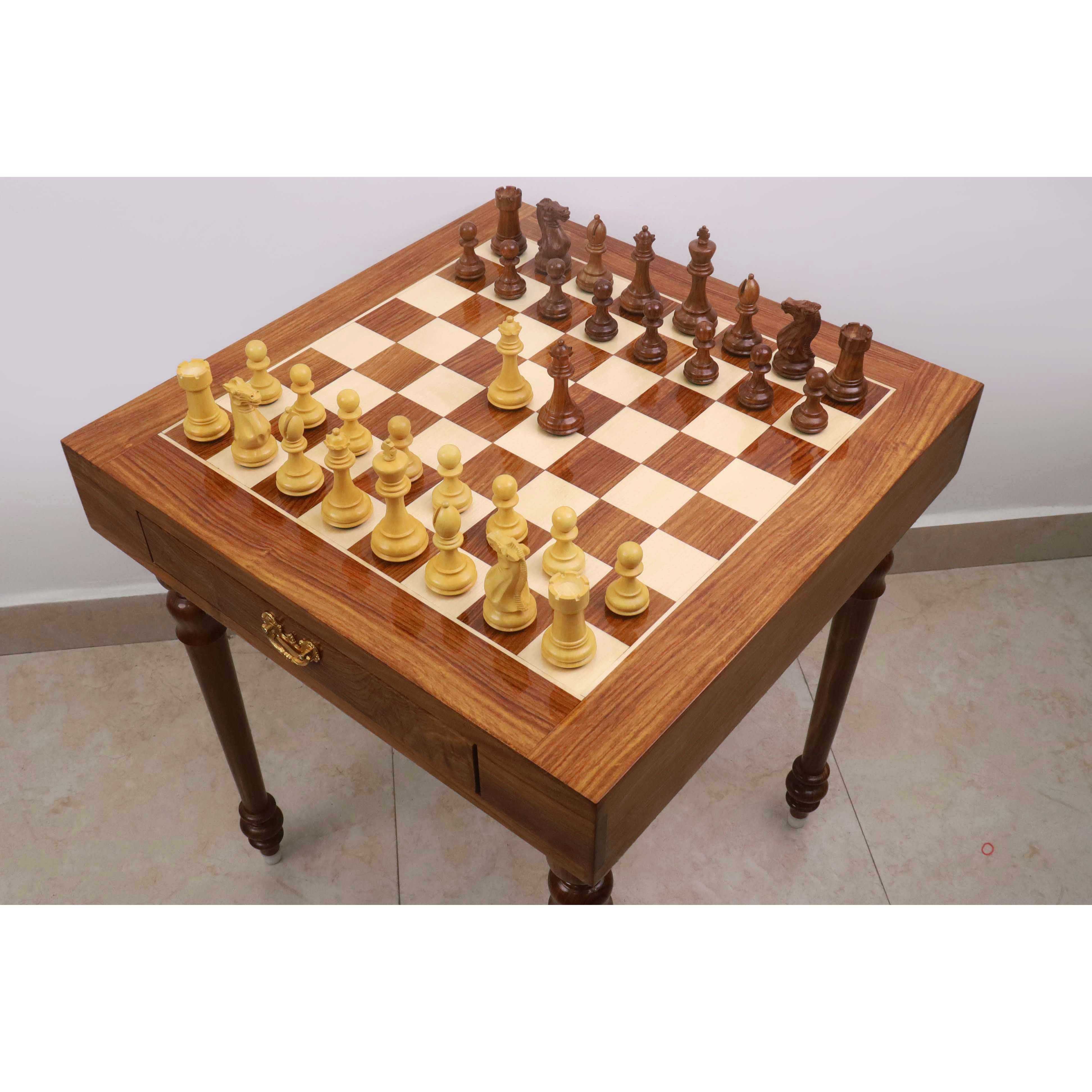 23" Tournament Chess Board Table with 4.1" Pro Staunton Weighted Wooden Chess Pieces - Golden Rosewood and Boxwood
