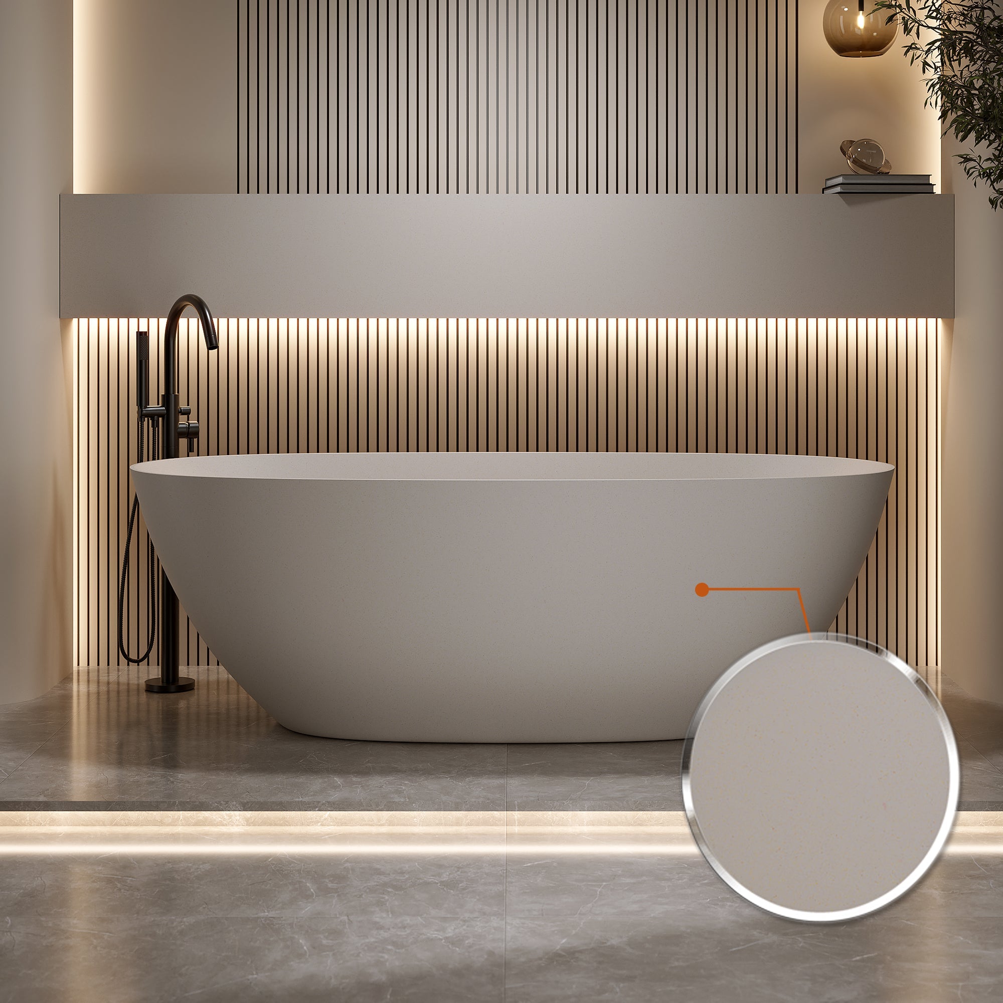 69'' Freestanding Bathtub Resin Stone Soaking Bathtub