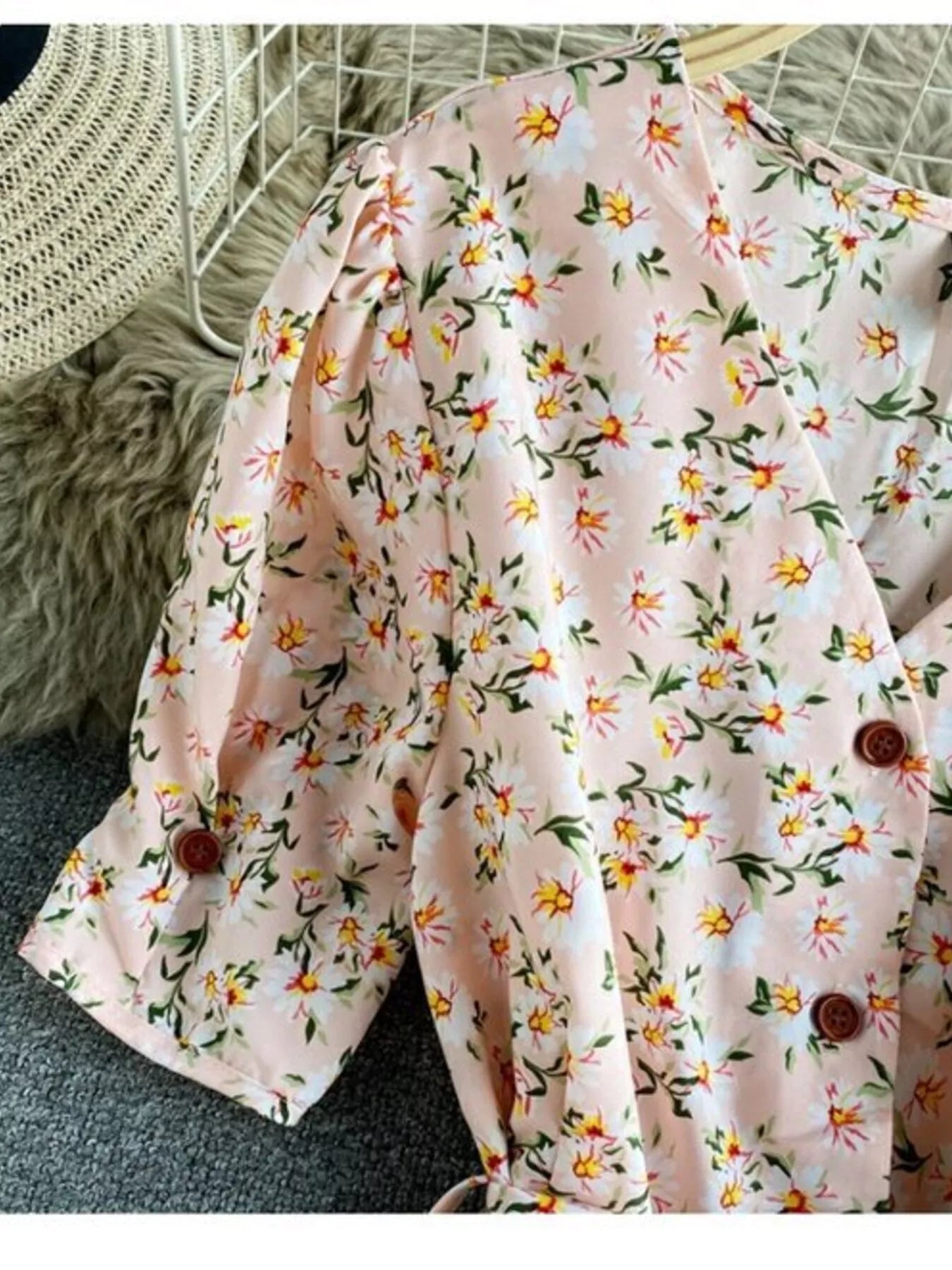 Floral Print V-Neck Midi Dress