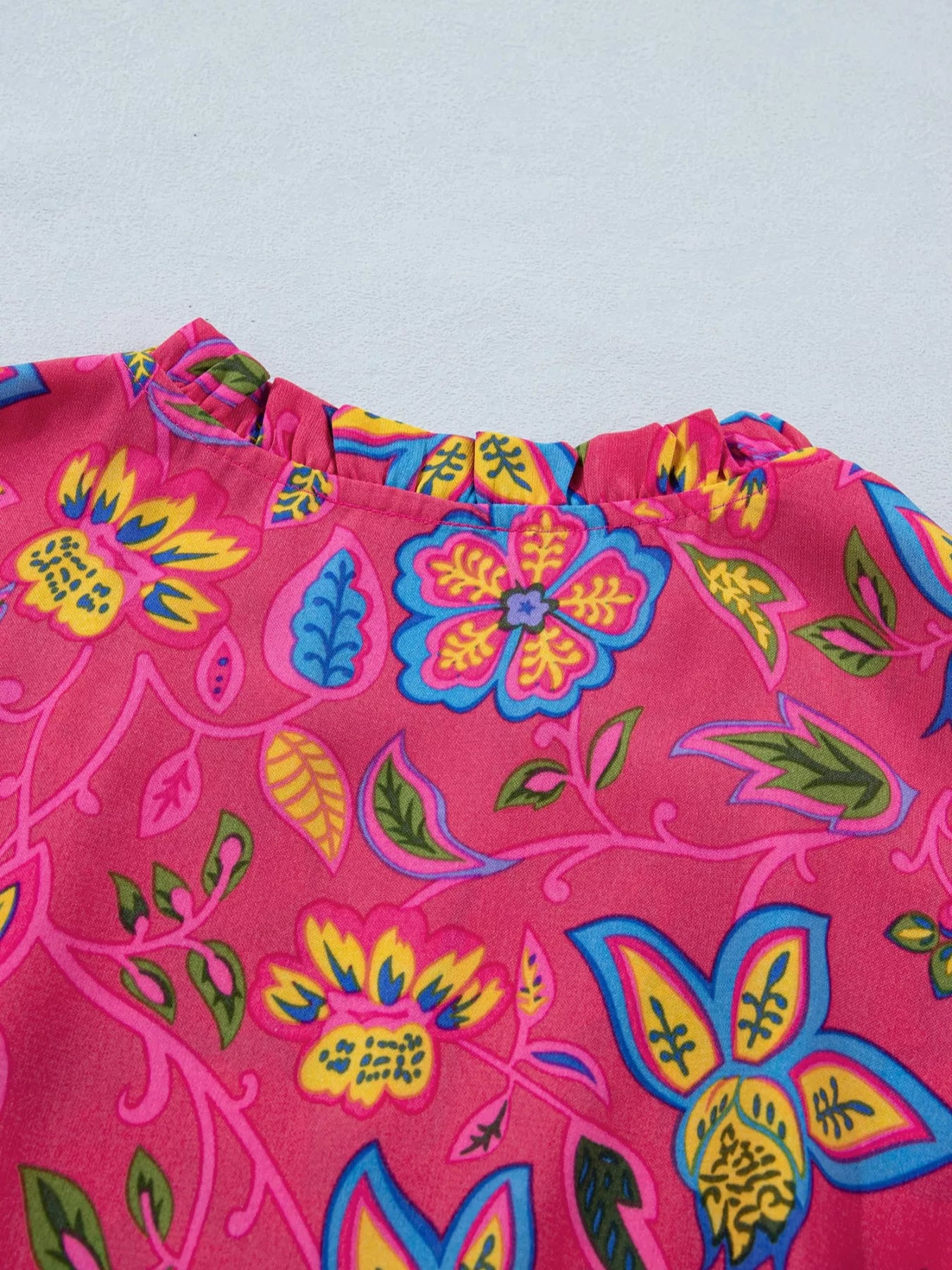 Flutter Sleeve Belted Floral Dress