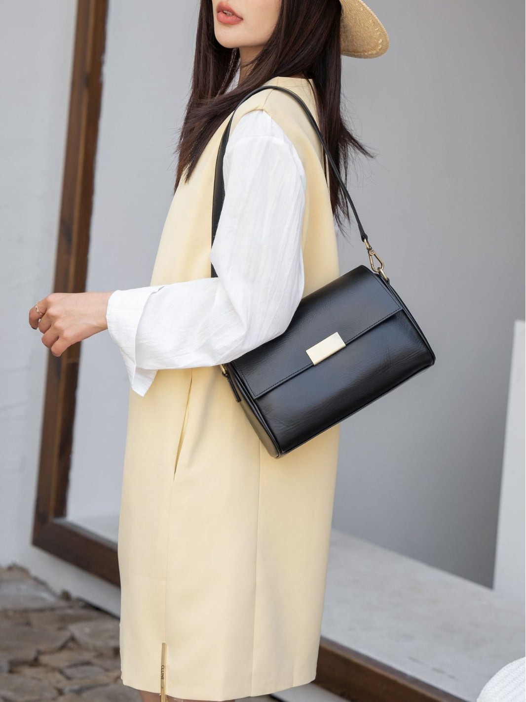 Baidi Leather Women's Bag 2025 New Genuine Leather Crossbody Bag, Top-Grain Vegetable-Tanned Cowhide Shoulder Bag, Light Luxury Commuter Bag