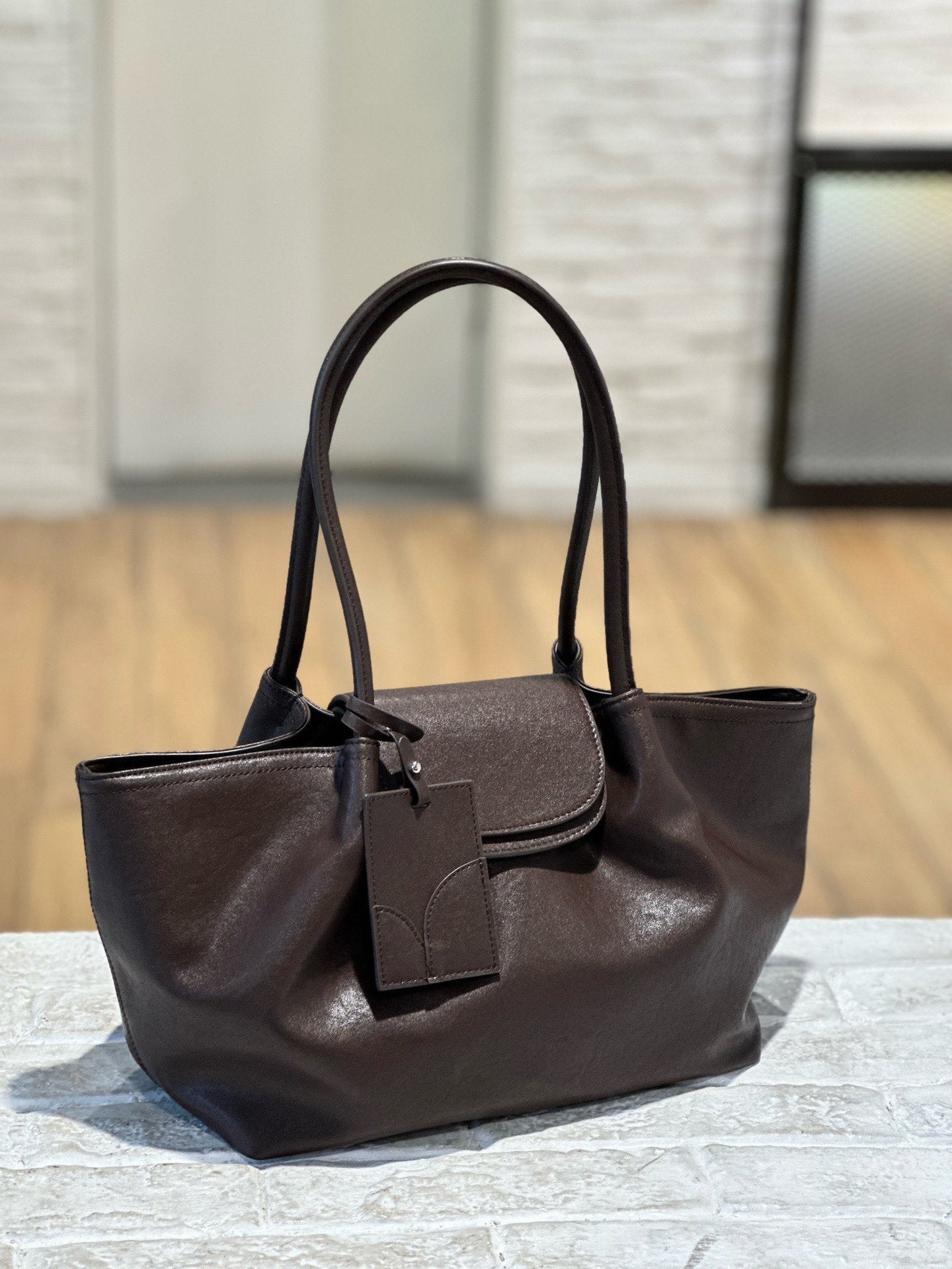 New Cross-Border Niche Design Genuine Leather Tote Bag, Versatile Vegetable-Tanned Leather High-End Shoulder Bag, Lazy Style Underarm Bag