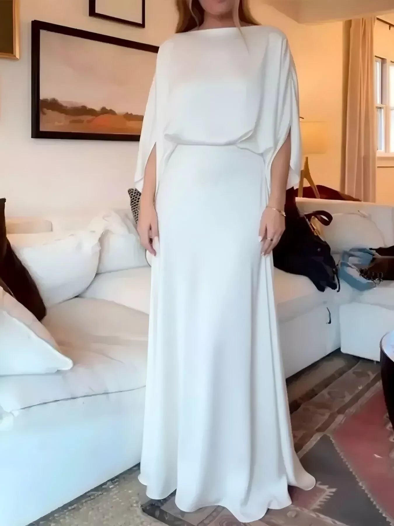 Full Size Elegant Batwing Sleeve Maxi Dress Plus Size