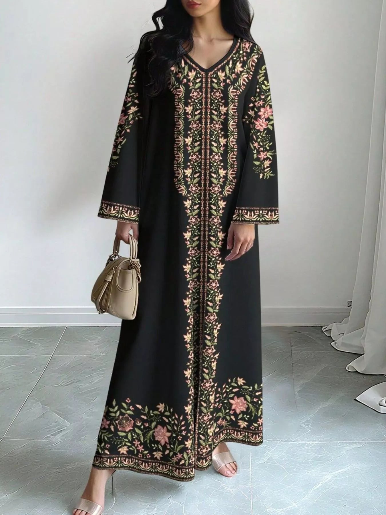 Floral Long Sleeve Maxi Dress