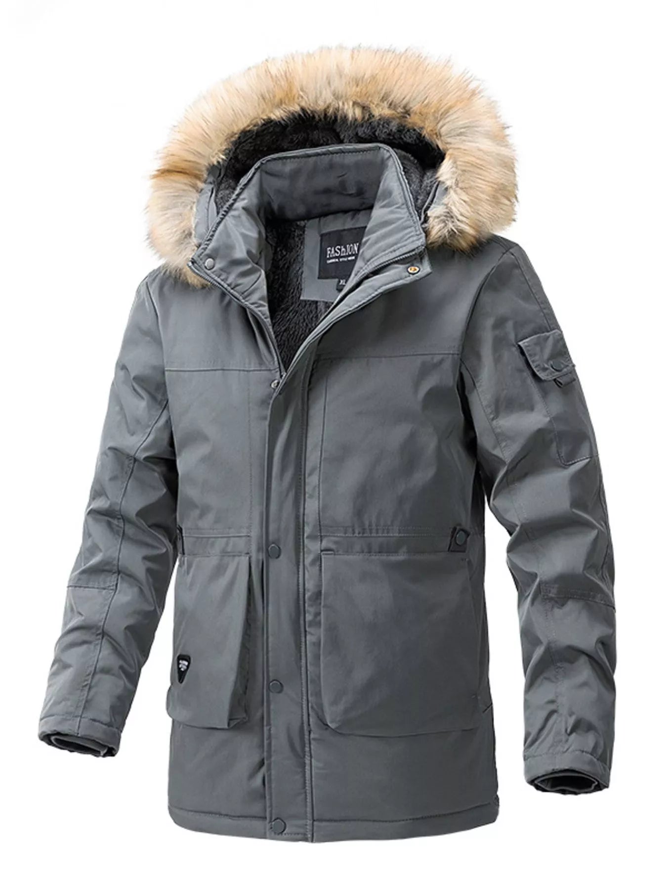 Men's Plus Size Fur Hooded Winter Parka Coat