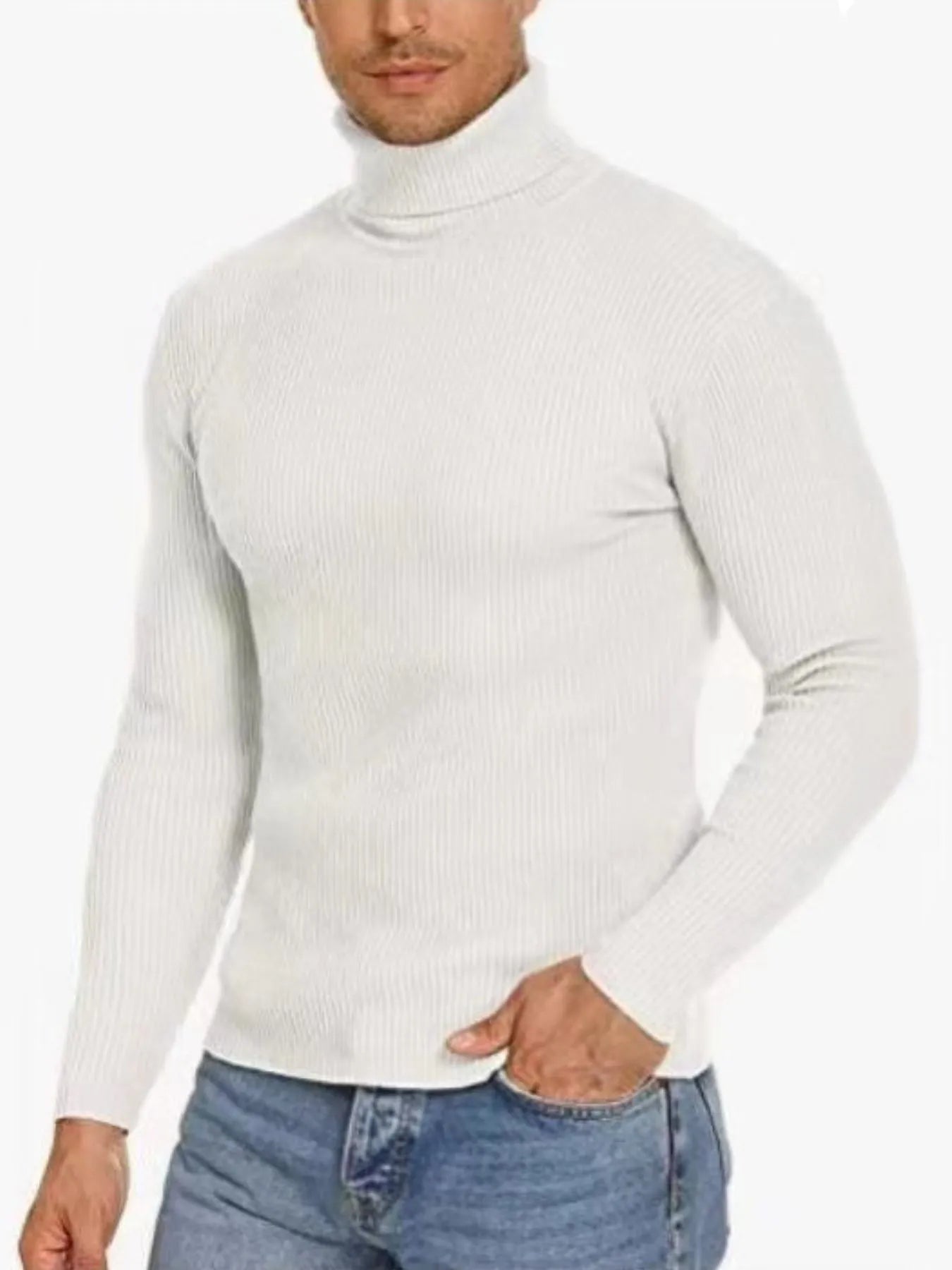 Men's Plus Size Ribbed Turtleneck Long Sleeve Sweater