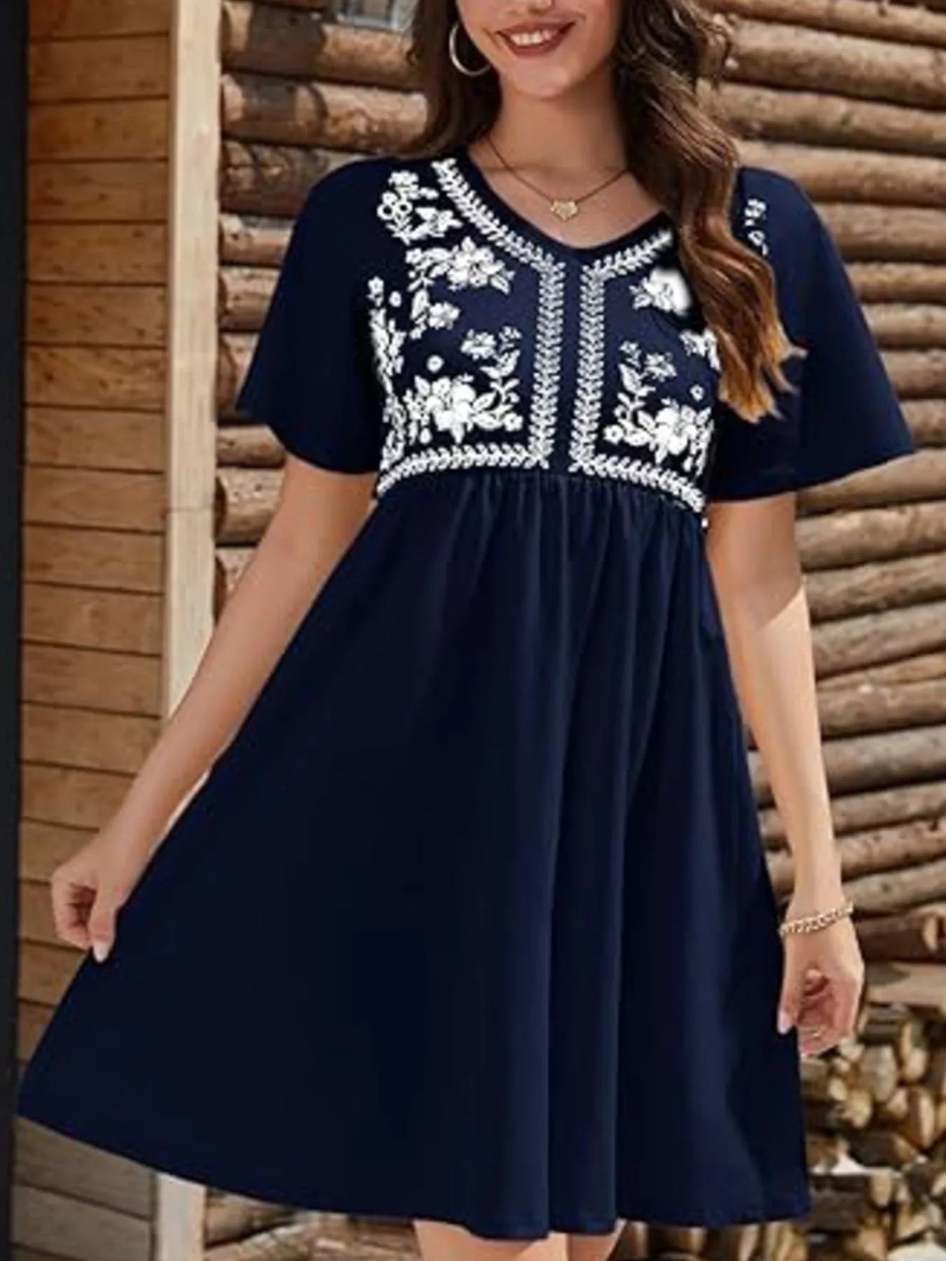 Floral V-Neck Mini Dress