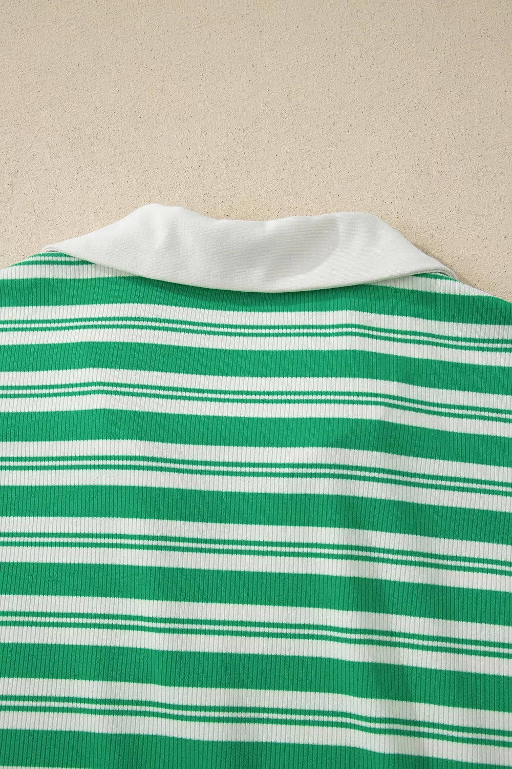 Stripe Collared V Neck Short Sleeve T Shirt Midi Dress with Pockets