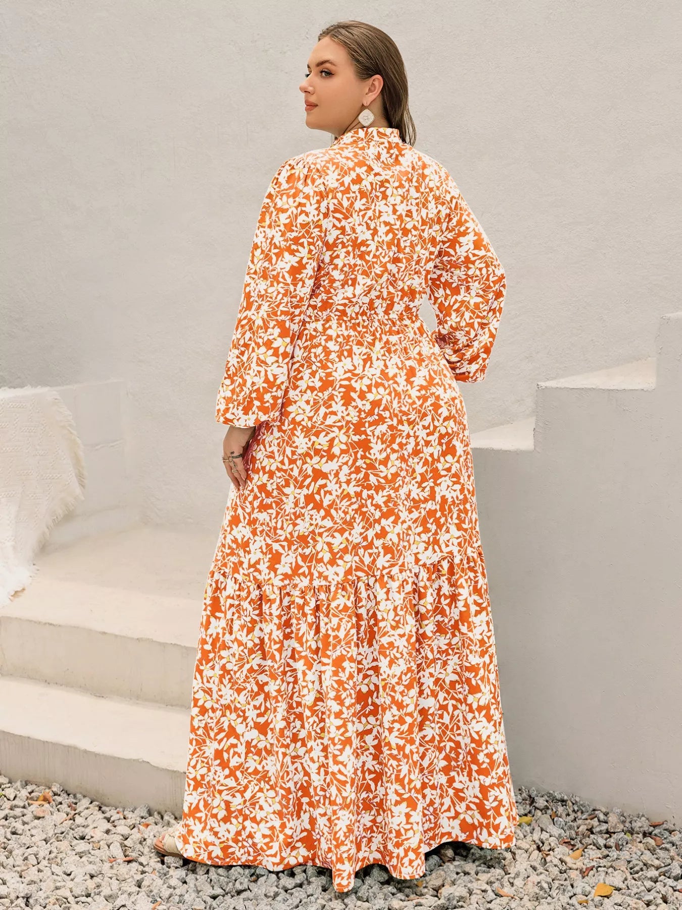 Plus Size Boho Floral Print Maxi Dress
