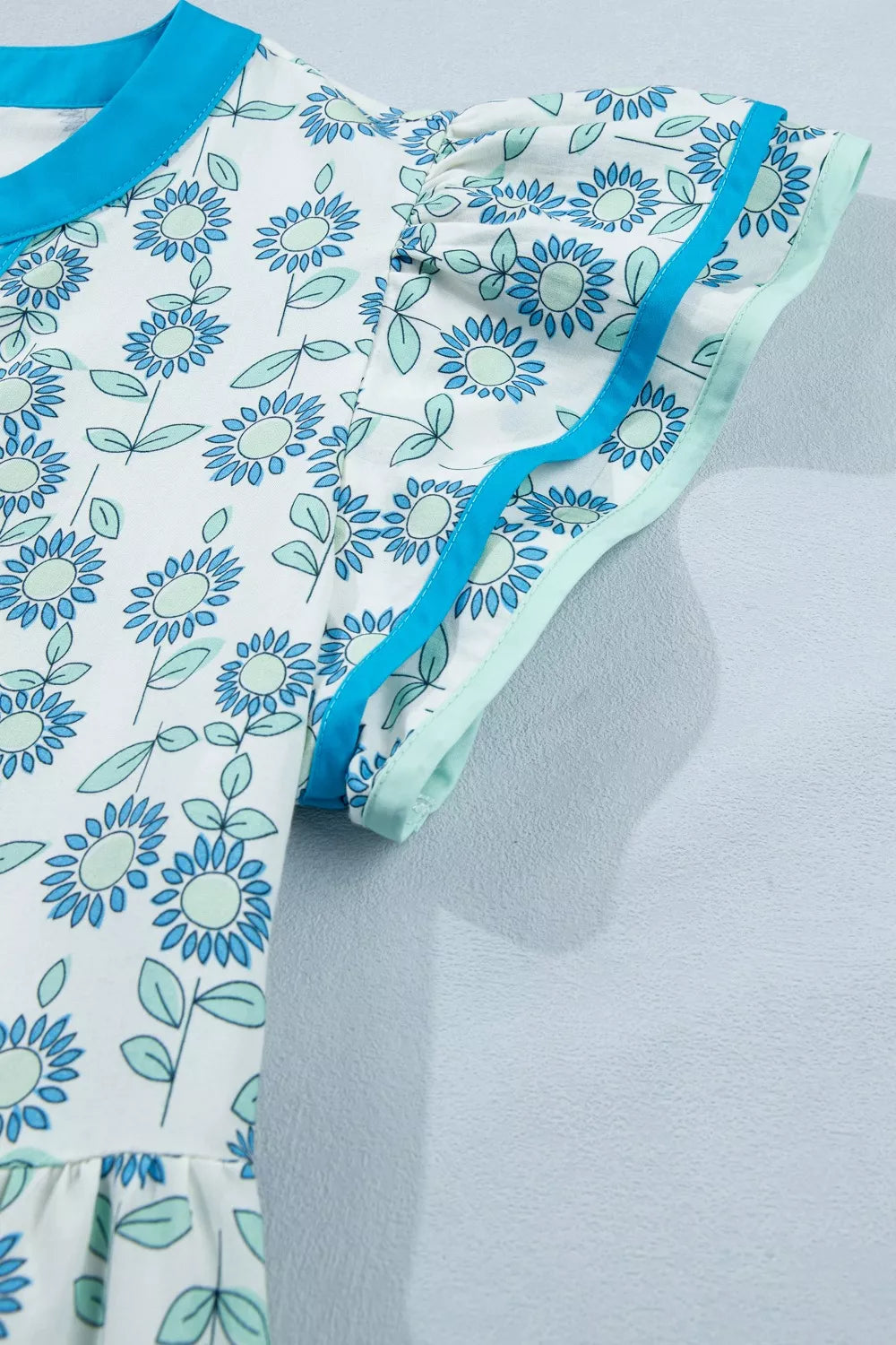 Printed Notched Cap Sleeve Dress