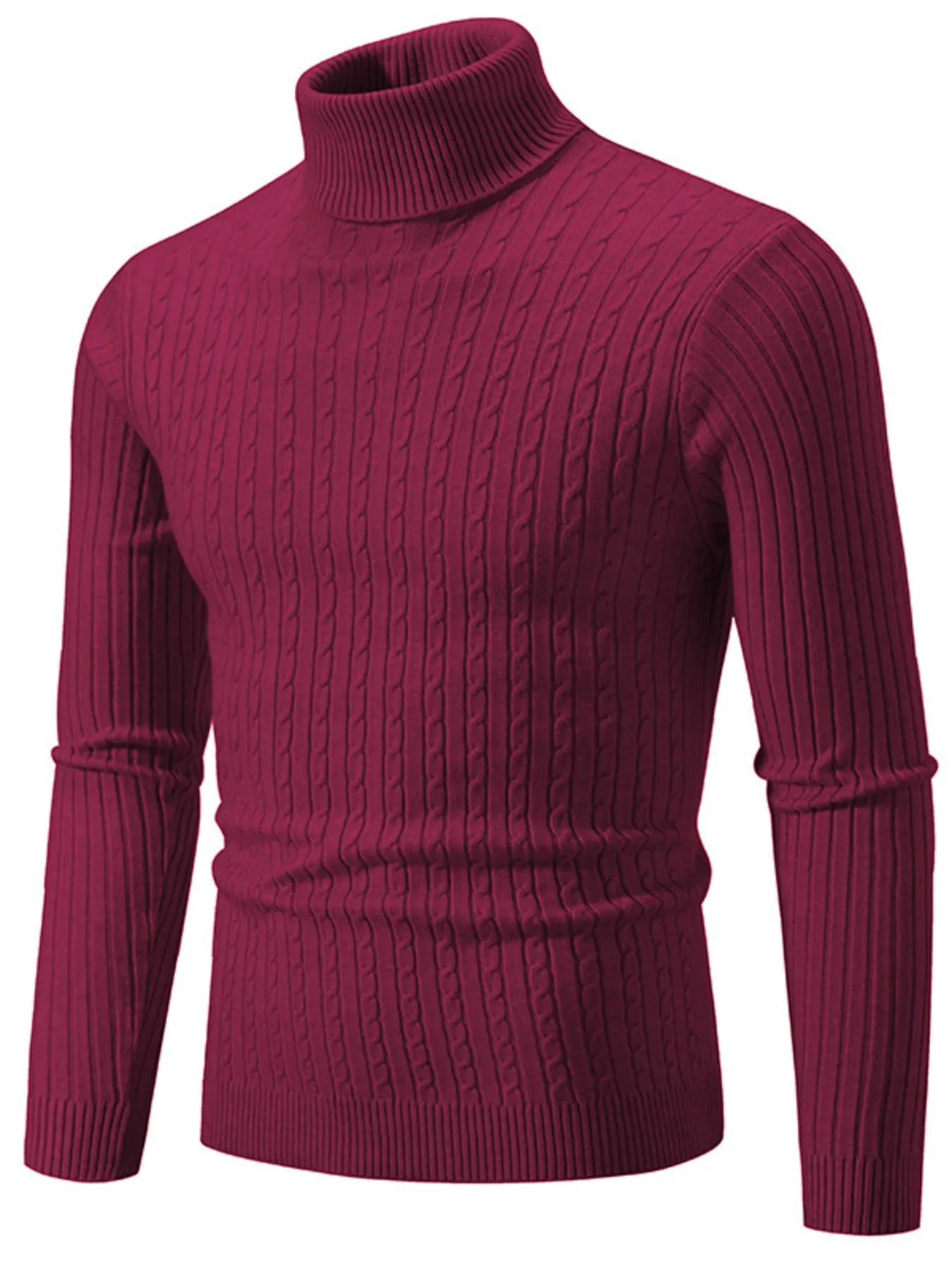 Men's Plus Size Ribbed Turtleneck Long Sleeve Sweater