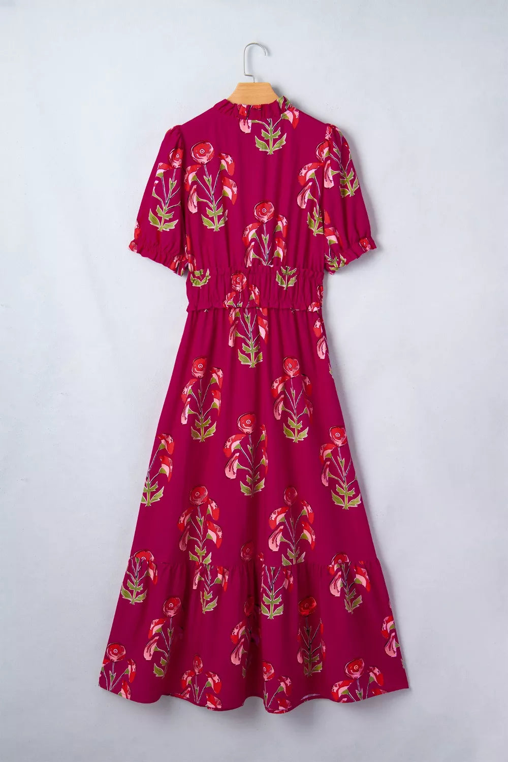 Floral Print Short Sleeve Midi Dress