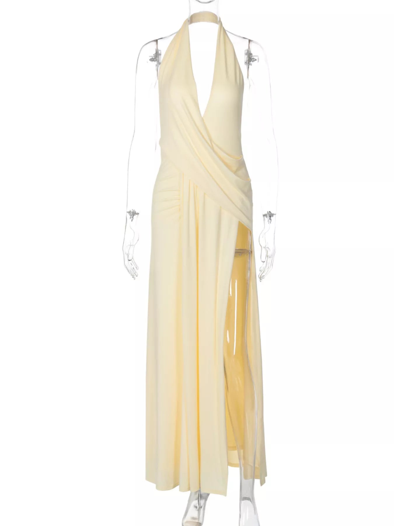 Split Backless Halter Neck Maxi Dress