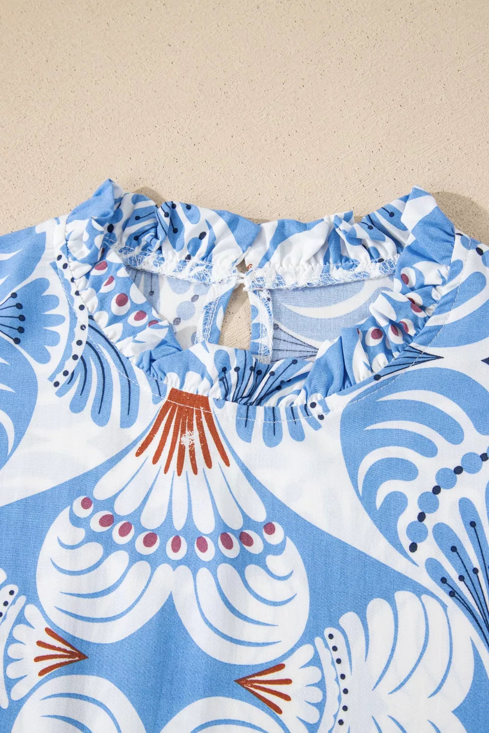 Tropical Botanic Print Flutter Sleeve Vacation Dress