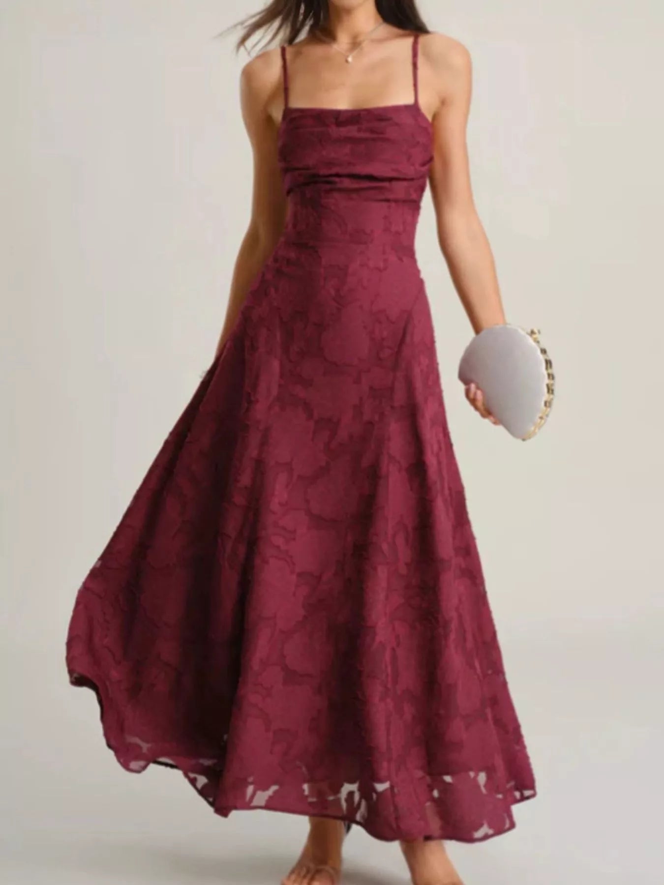 Lace Up Back Spaghetti Strap Maxi Dress