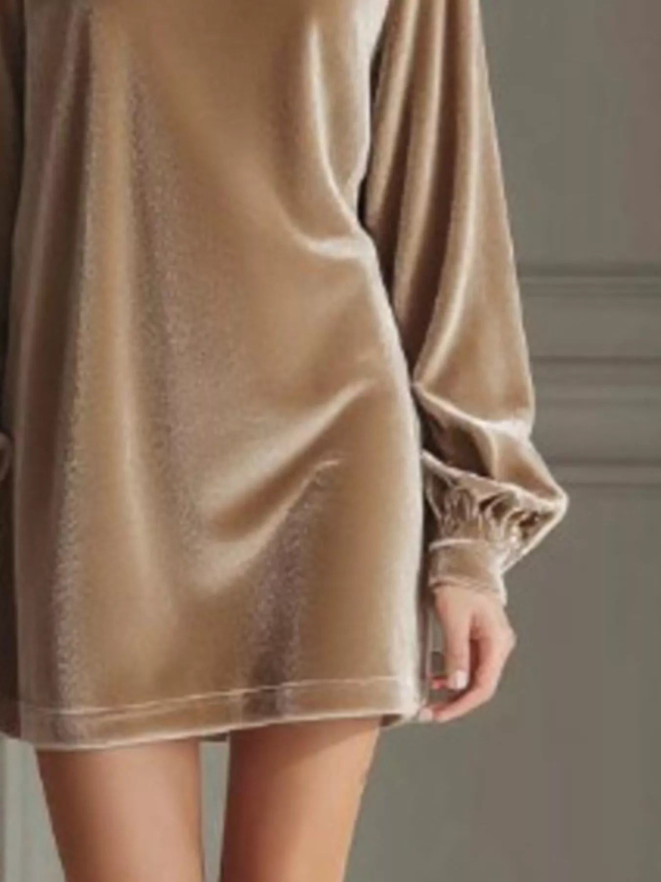 Full Size Velvet Long Sleeve Mini Dress Plus Size