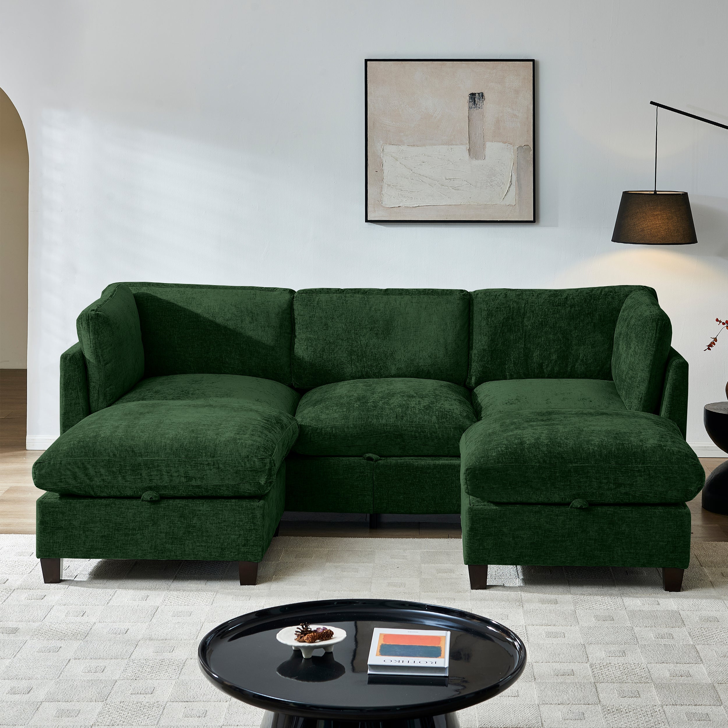 96.5" Sectional Couch for Living Room, Upholstered Soft Chenille Fabric Sofa